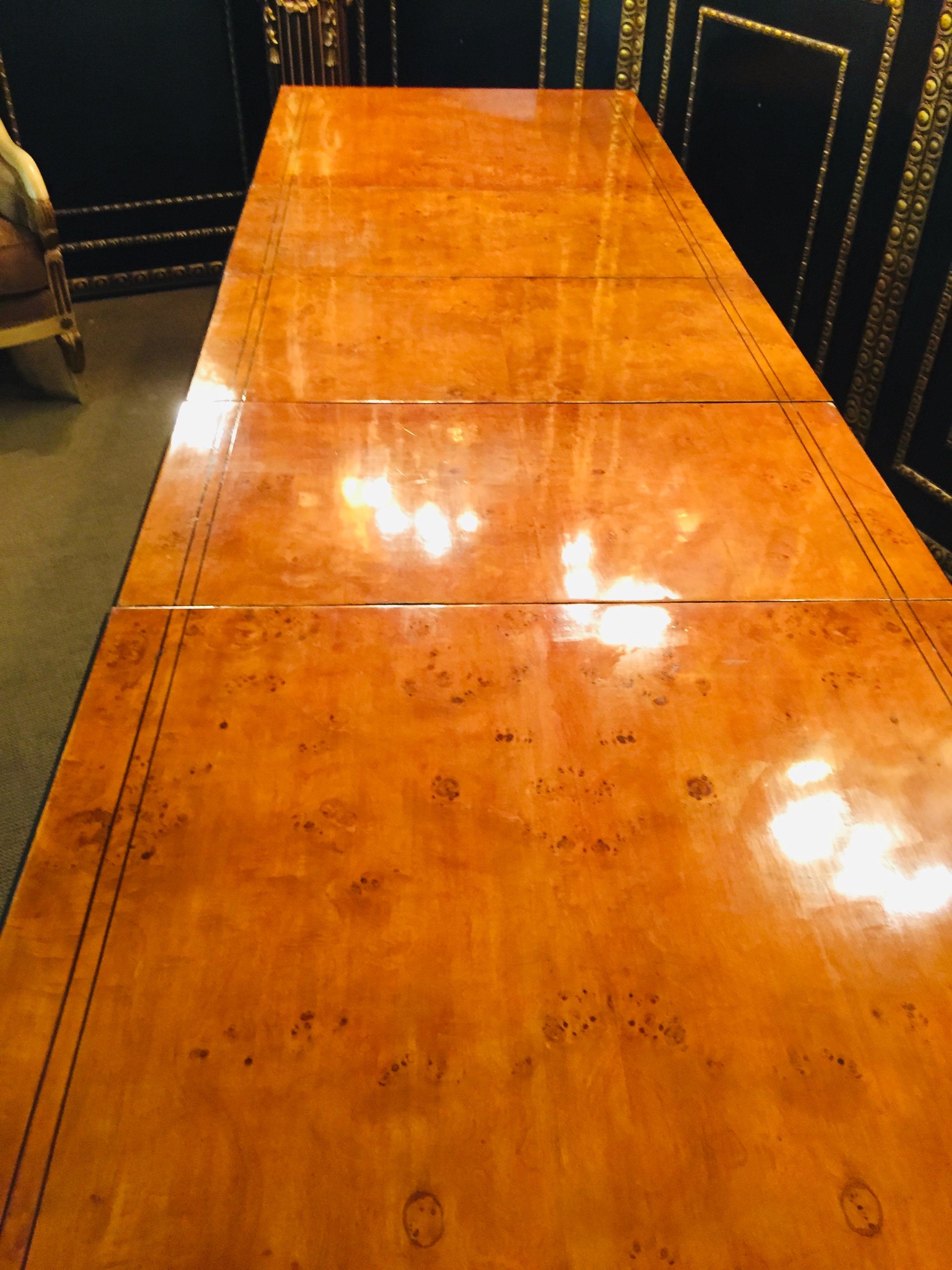 German Extending Table in Biedermeier Style Bird's-Eye Maple