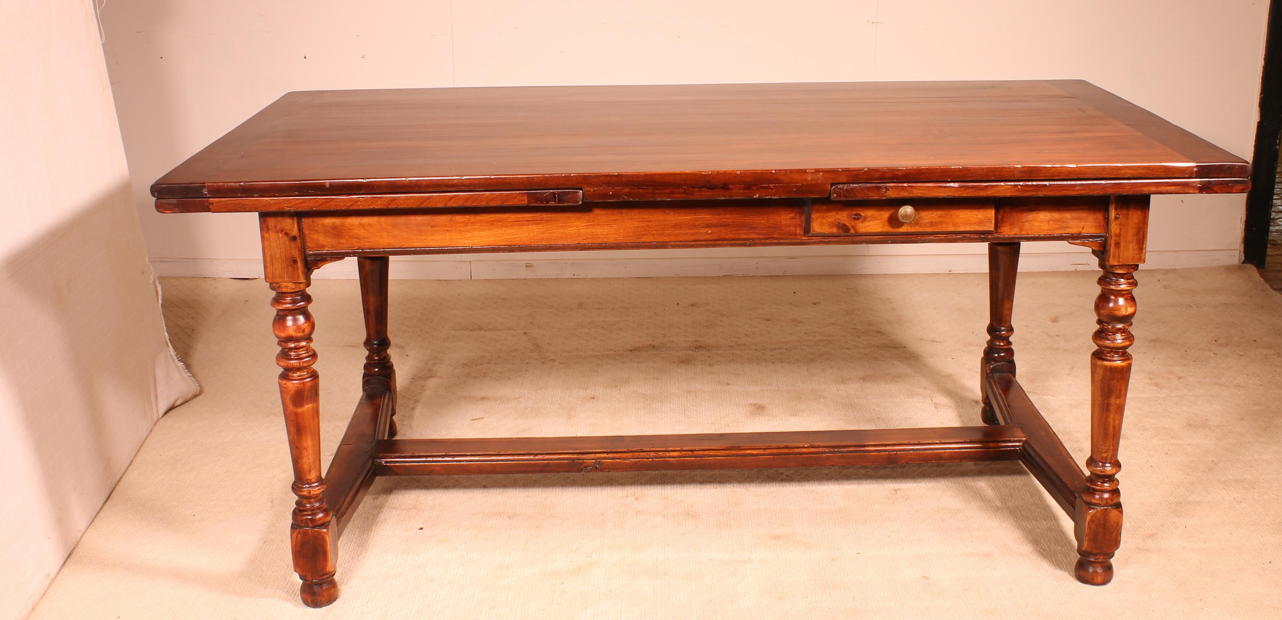 Dutch Extending Table with Turned Feets, 19th Century, France