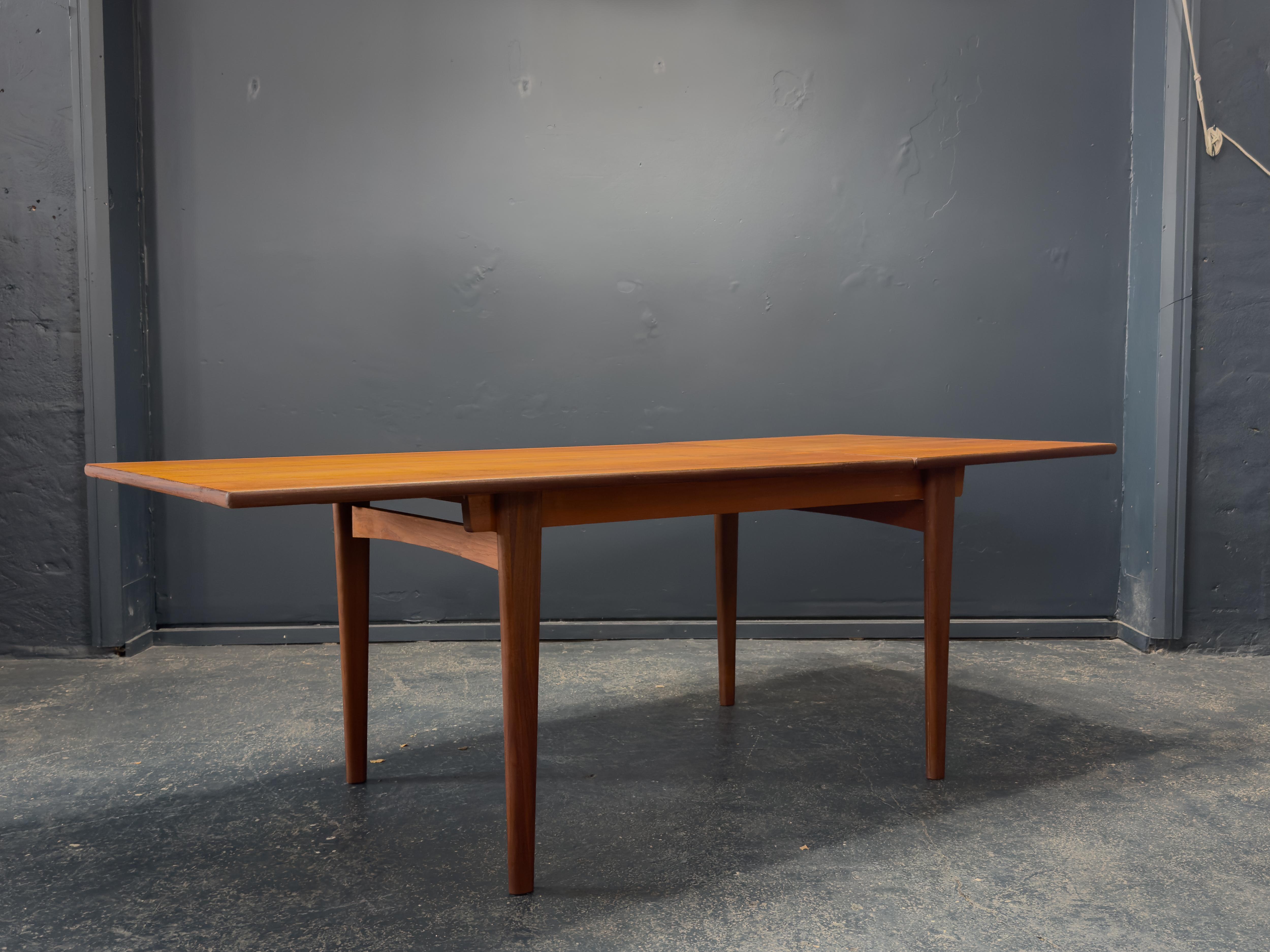 Danish Extending Teak Rectangular Dining Table For Sale