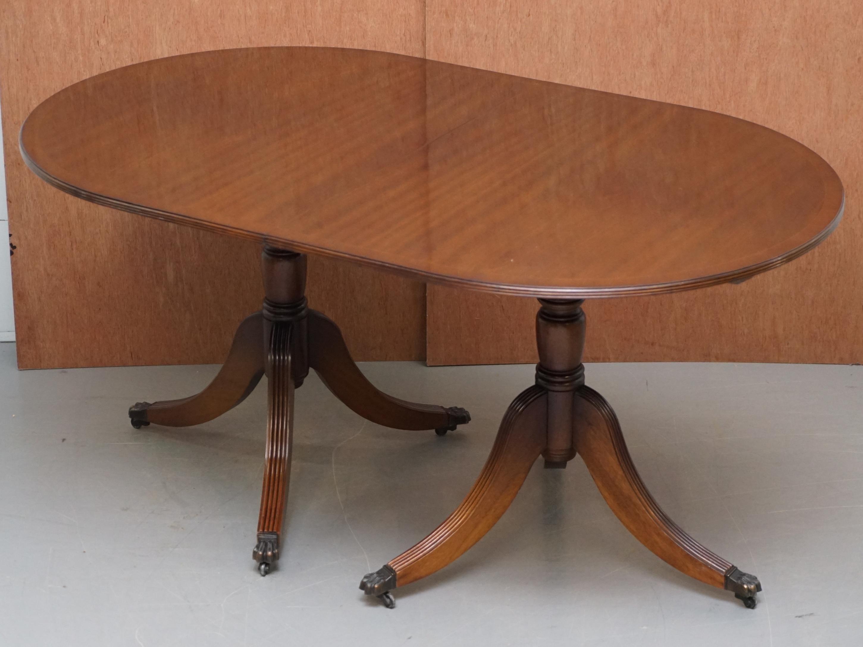 Hand-Crafted Extending Tilt Top Oval Dining Table in the Regency Style Solid Hardwood Castors