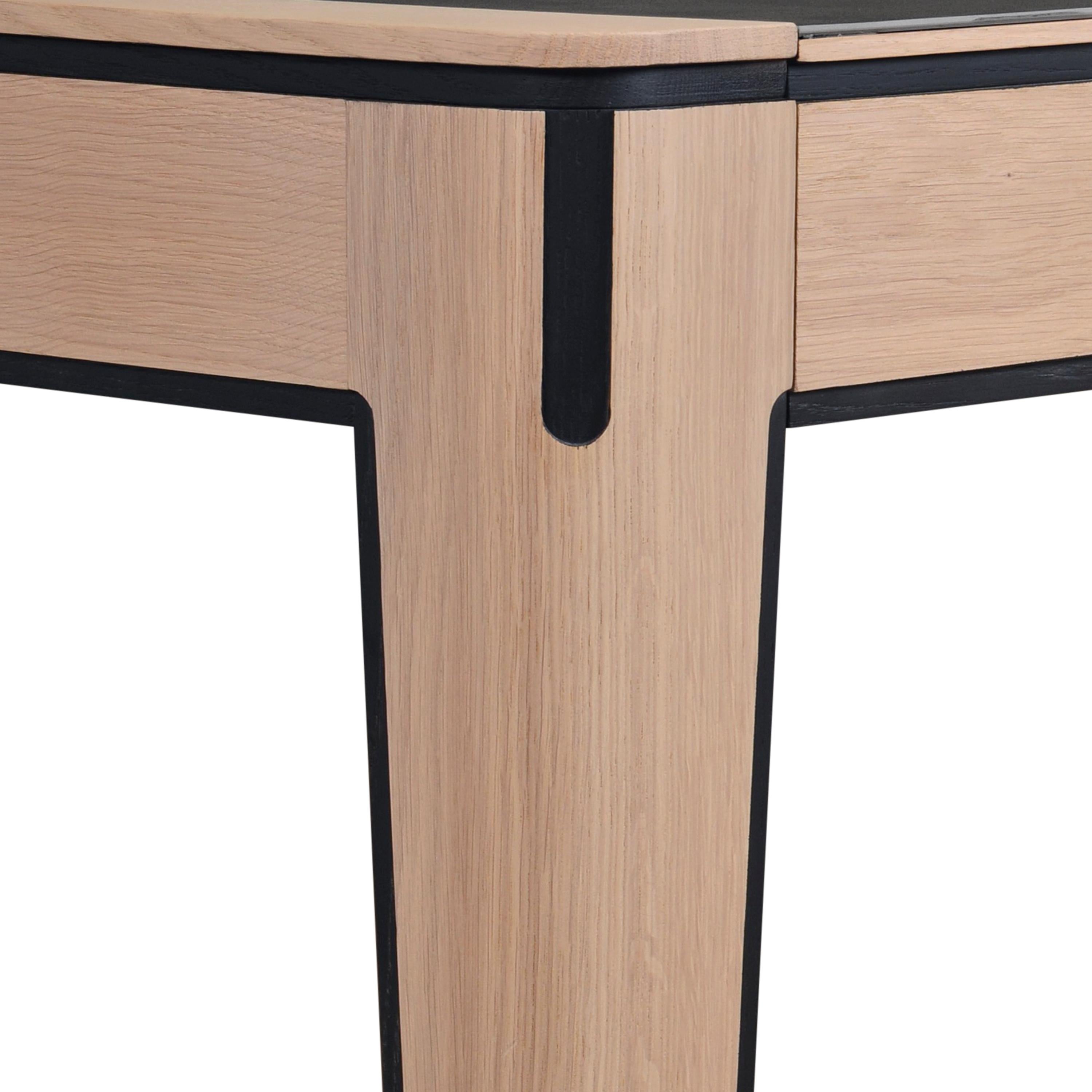 Solid oak & ceramic top extensible table, design by Christophe Lecomte   For Sale 1