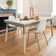 Table de salle à manger française extensible conçue par Eric Gizard, Paris et 100 % bois massif