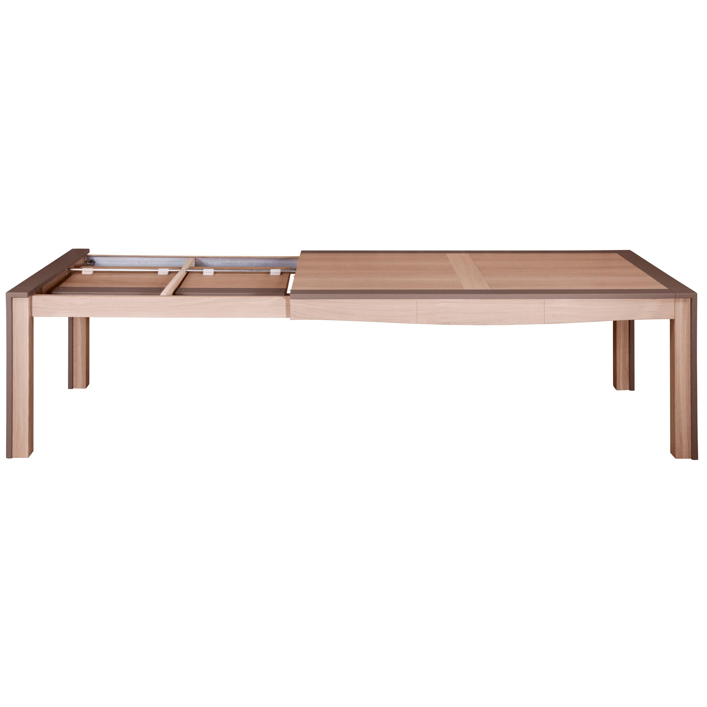 Modern Extensible Dining Table in Solid Oak with 2 Extensions, 100% Made in France For Sale
