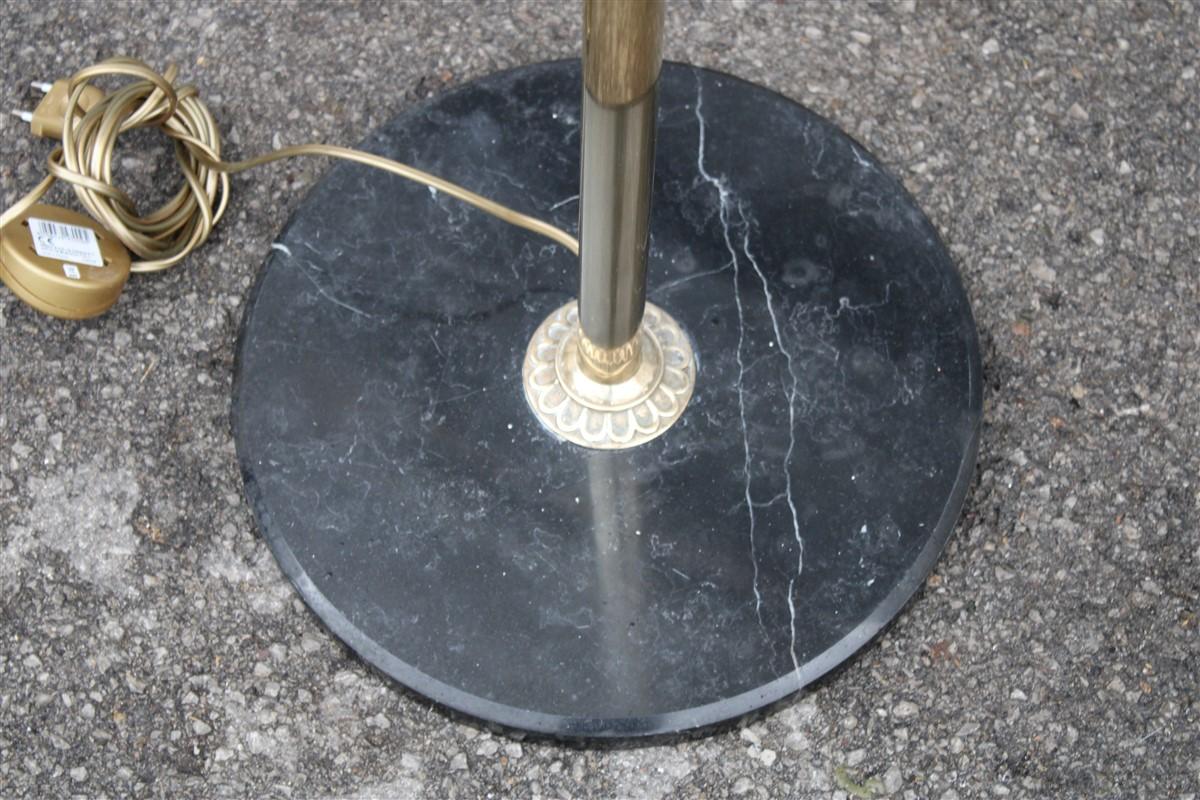 European Extensible Floor Lamp in Brass Black Marble Base, Italy, 1950s