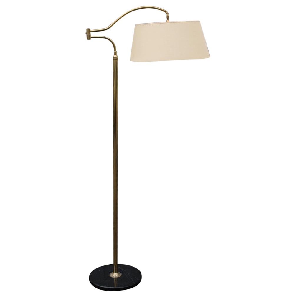 Extensible Floor Lamp in Brass Black Marble Base, Italy, 1950s