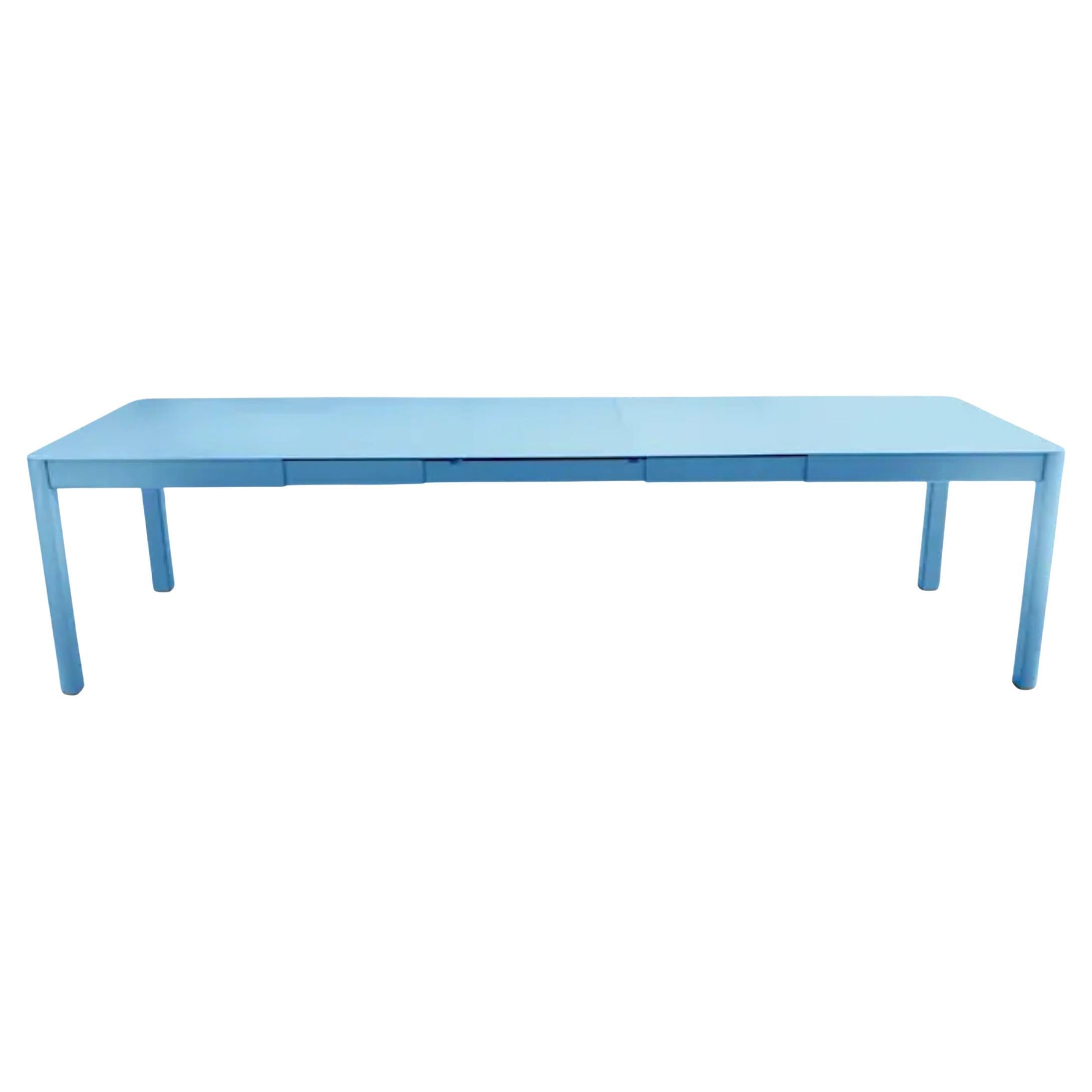 Extensible outdoor table Fermob Ribambelle XL 149/299 cm 59/118 in Maya Blue For Sale