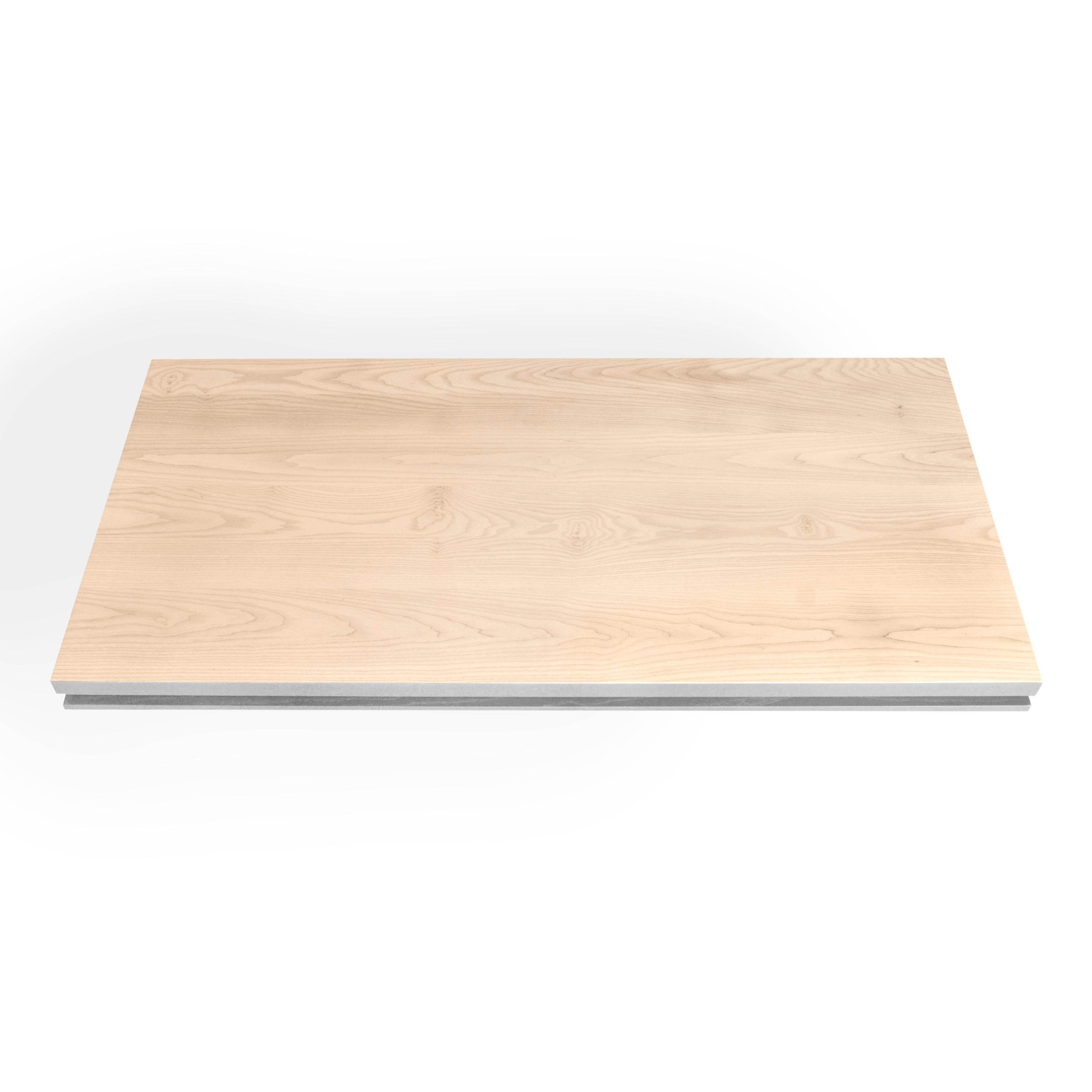 Extensible Table in Natural Solid Wood & White Finish, Design Eric Gizard, Paris For Sale 2
