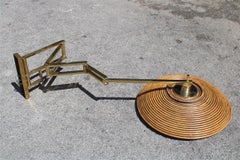Lampada da parete estensibile in ottone e bambù Italia 1970 Stile Gabriella Crespi Oro