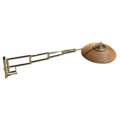 Extensible Wall Lamp in Brass and Bamboo Italy 1970 Gabriella Crespi Style Gold