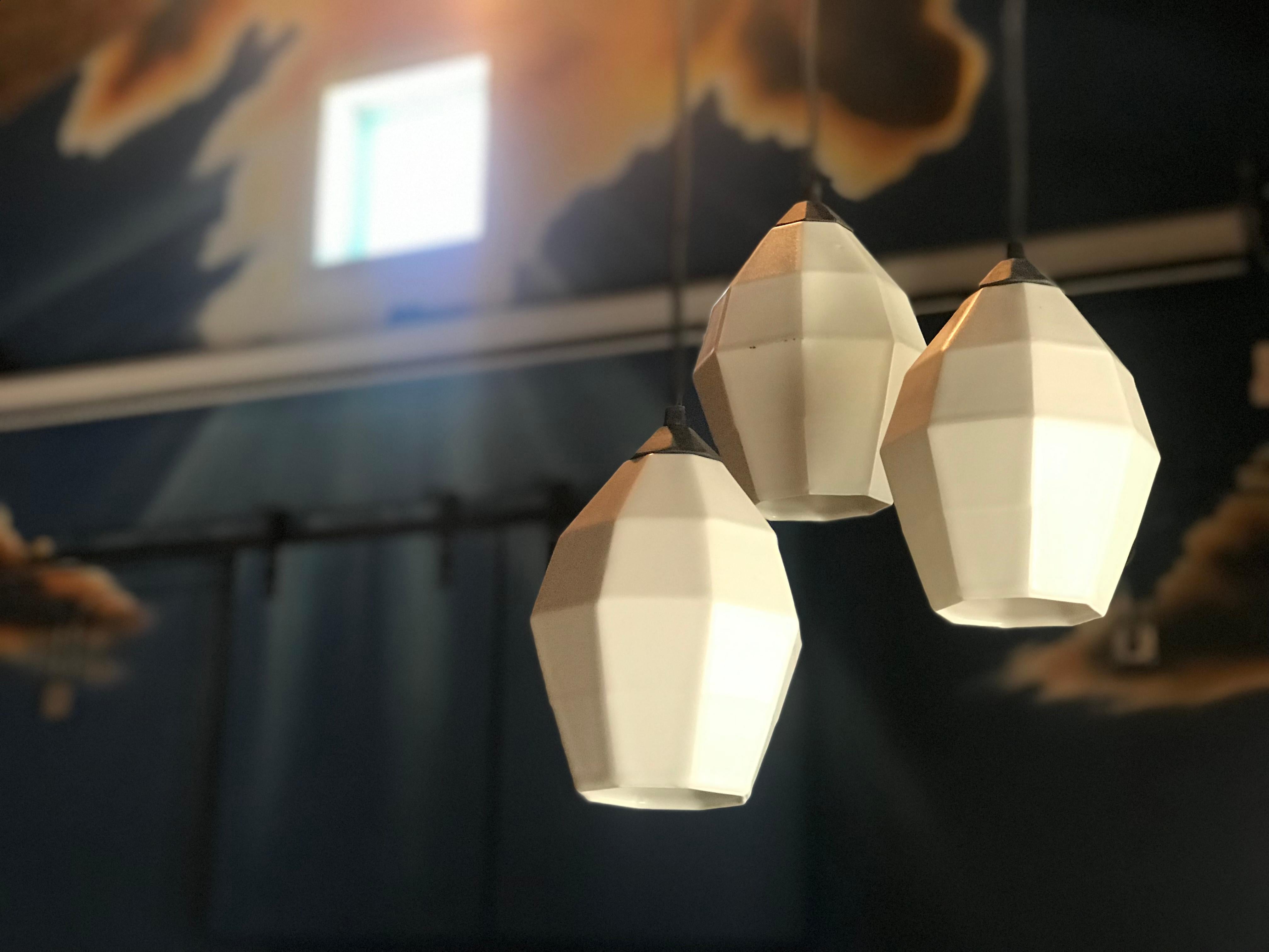 Modern Extension 1 Contemporary Hanging Pendant Cluster White Translucent Porcelain For Sale