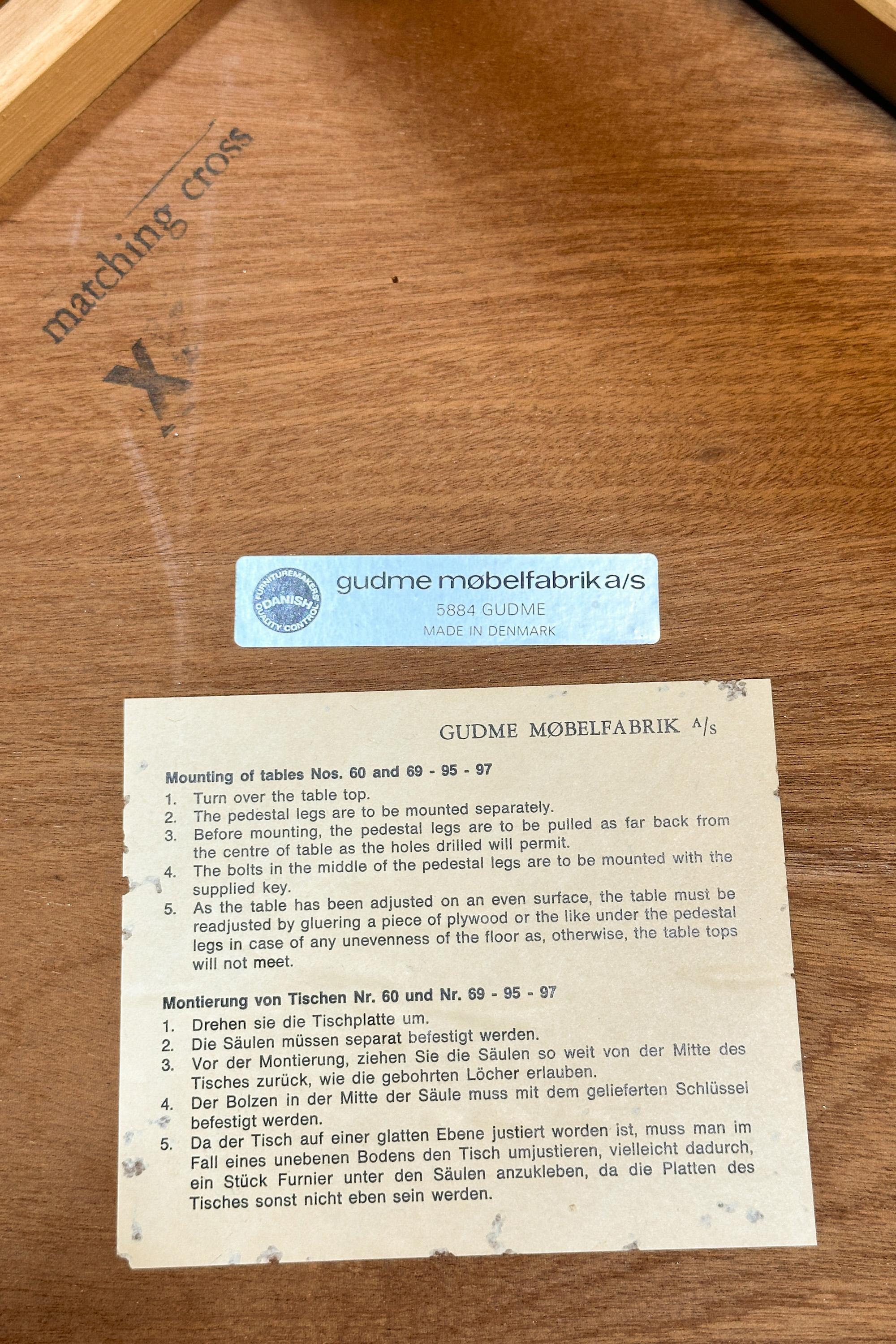 Ausziehbarer Esstisch mit Trestle-Sockel von Gudme Mobelfabrik, Dänemark, ca. 1960er Jahre im Angebot 3