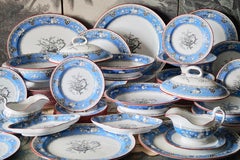 Extensive Antique Minton Pottery Earthenware Dinnerware "BRUNSWICK" 1880s