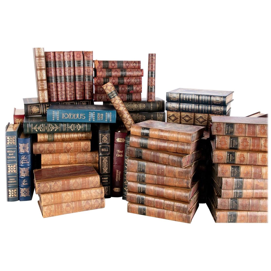 Extensive Book Lot with Several Leather-Bound Sets