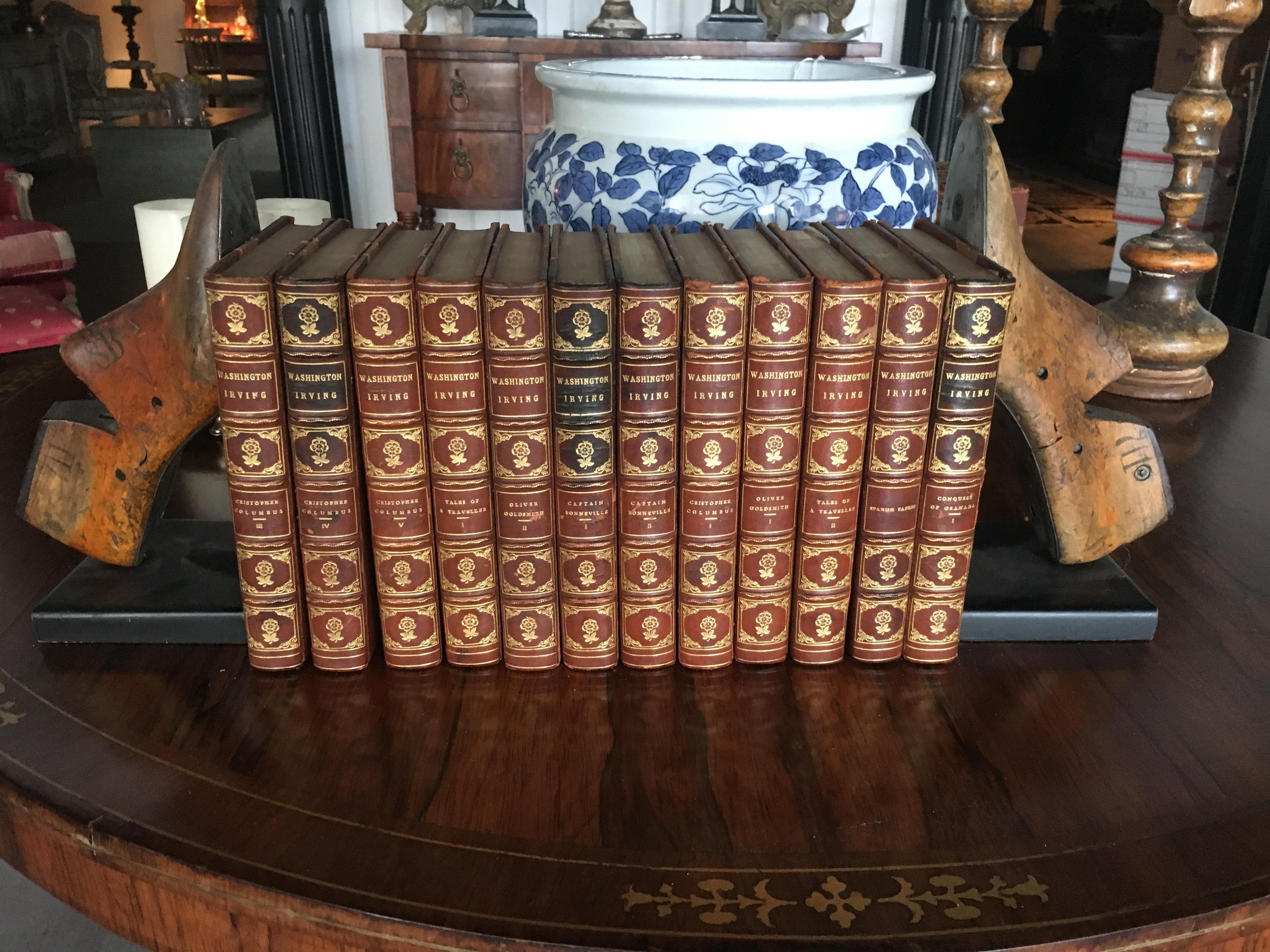 Extensive collection of 19th century leather bound books, priced per book, various colors, sizes, most with embossed gilt decoration. This is just a partial offering of what we have, always check in with us as our inventory is constantly changing.