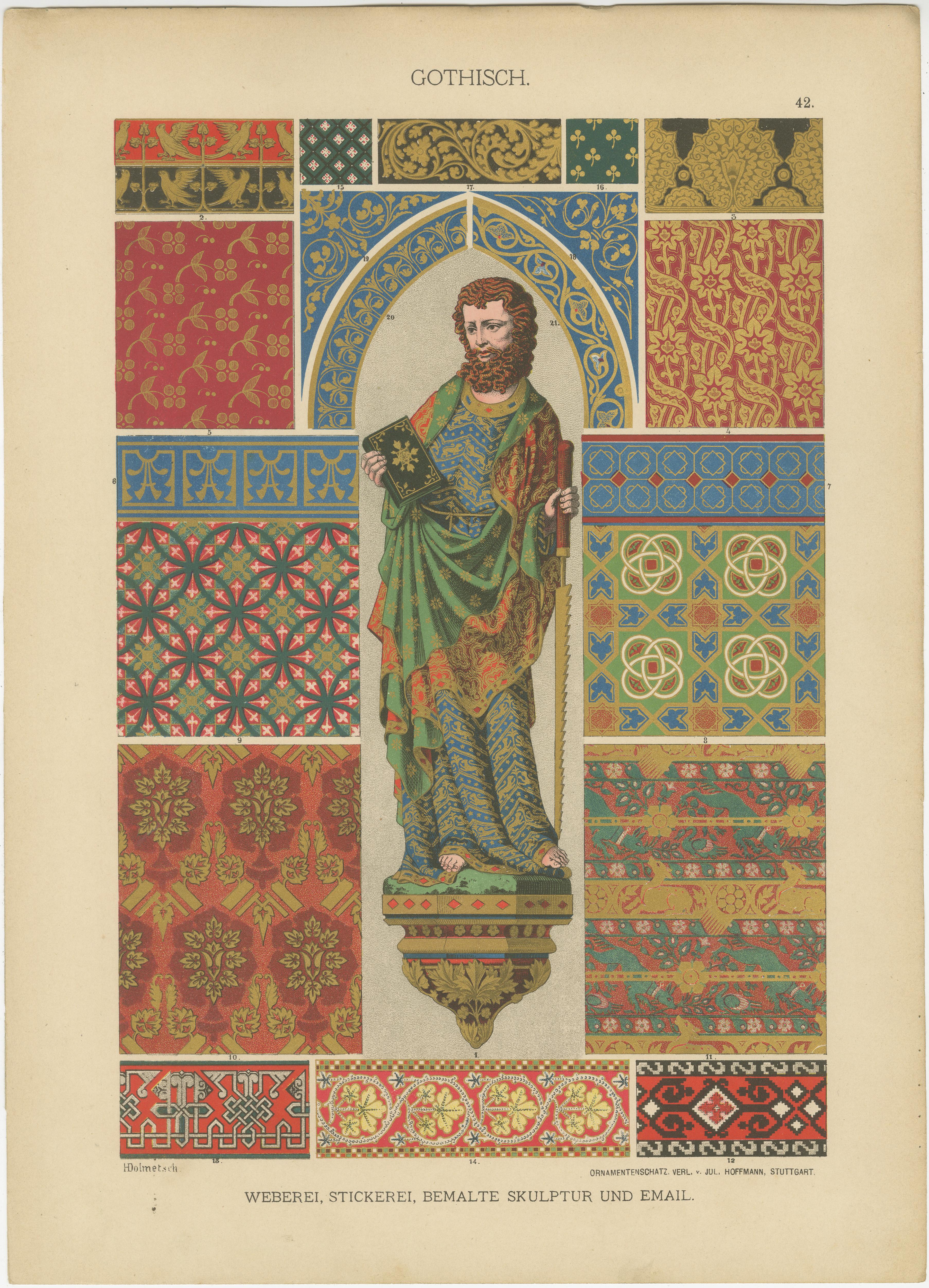 Paper Extensive Collection of Gothic Artwork from Ornamentenschatz, 1887 For Sale
