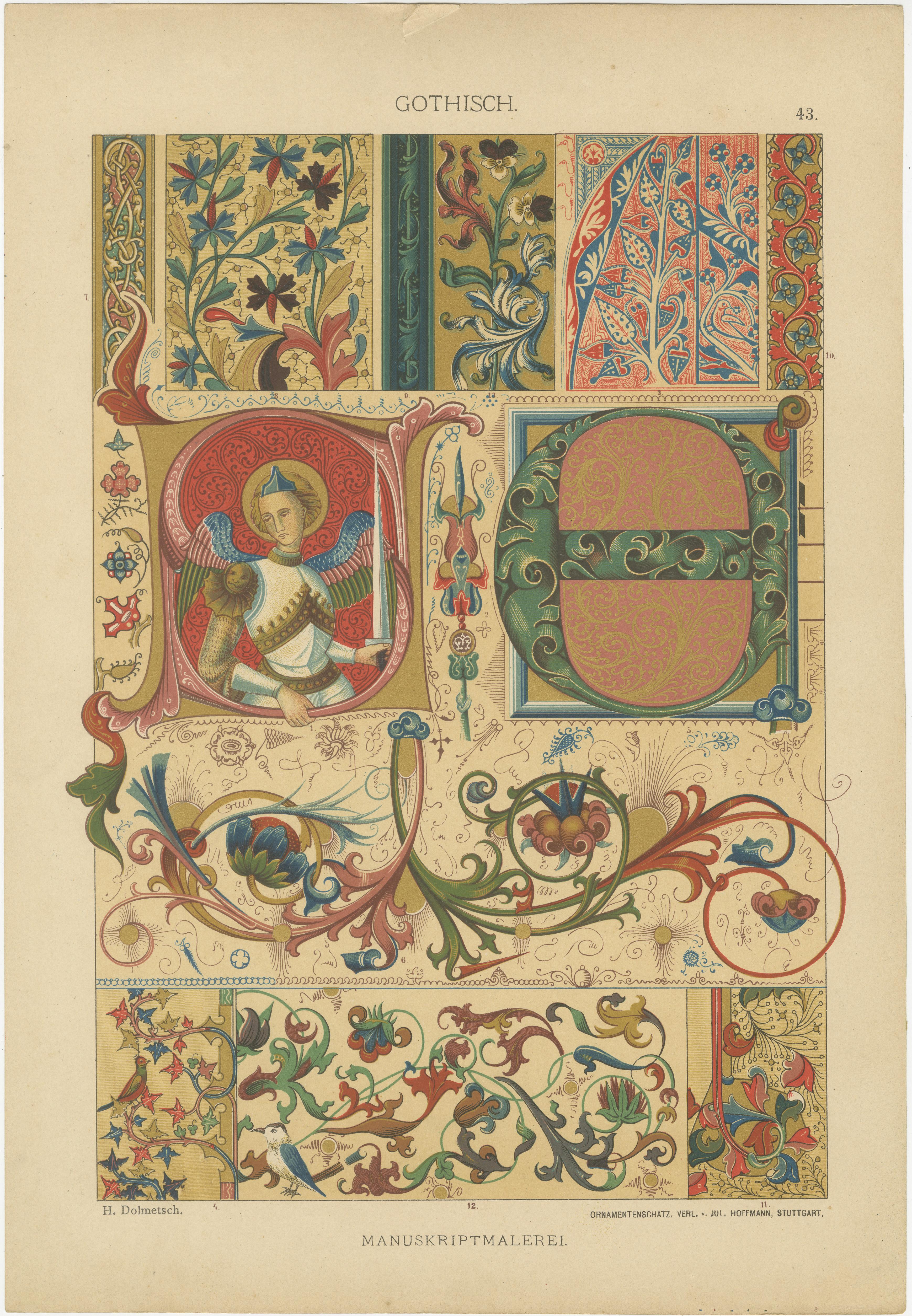 Extensive Collection of Gothic Artwork from Ornamentenschatz, 1887 For Sale 1