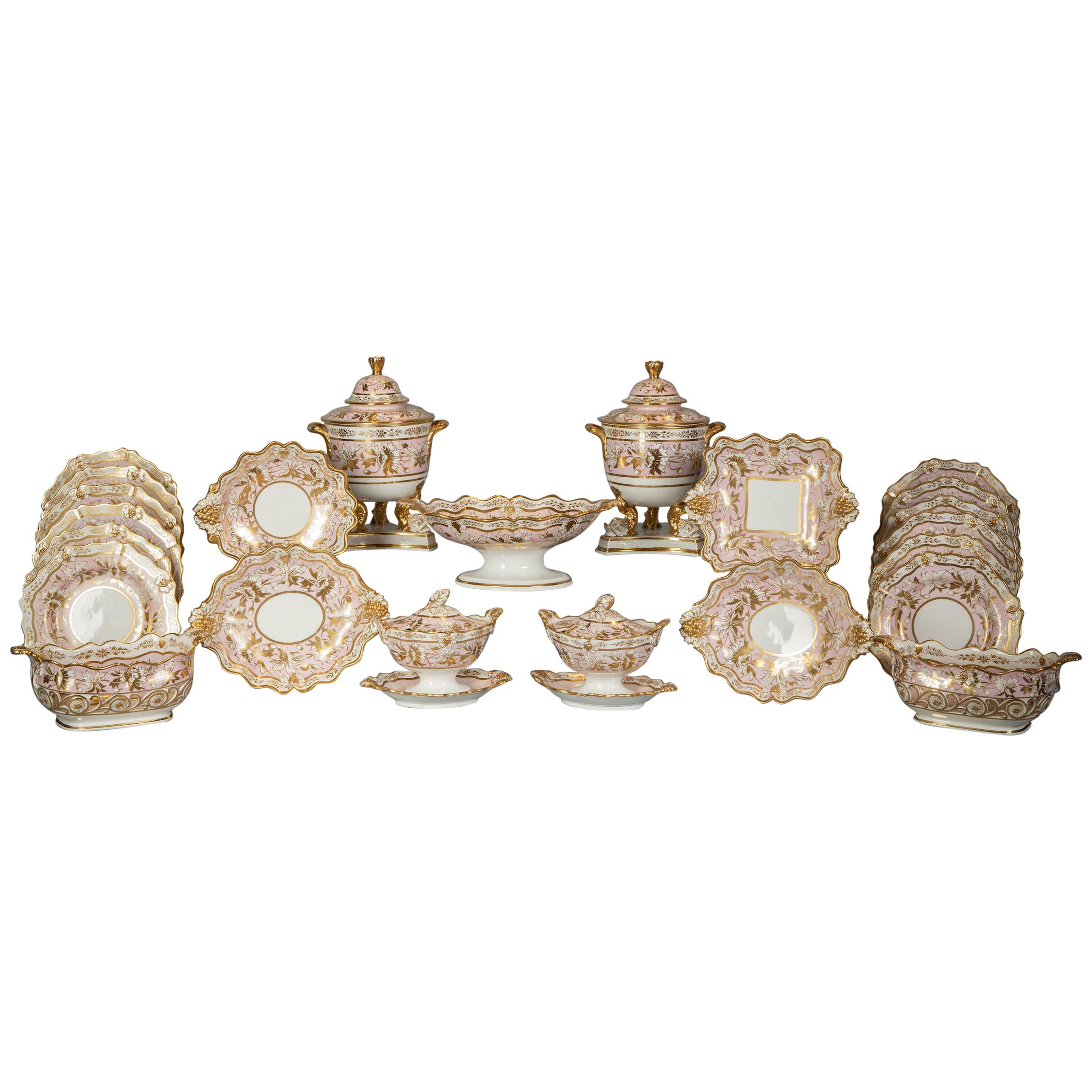 Extensive English Porcelain Dessert Service, circa 1825 For Sale