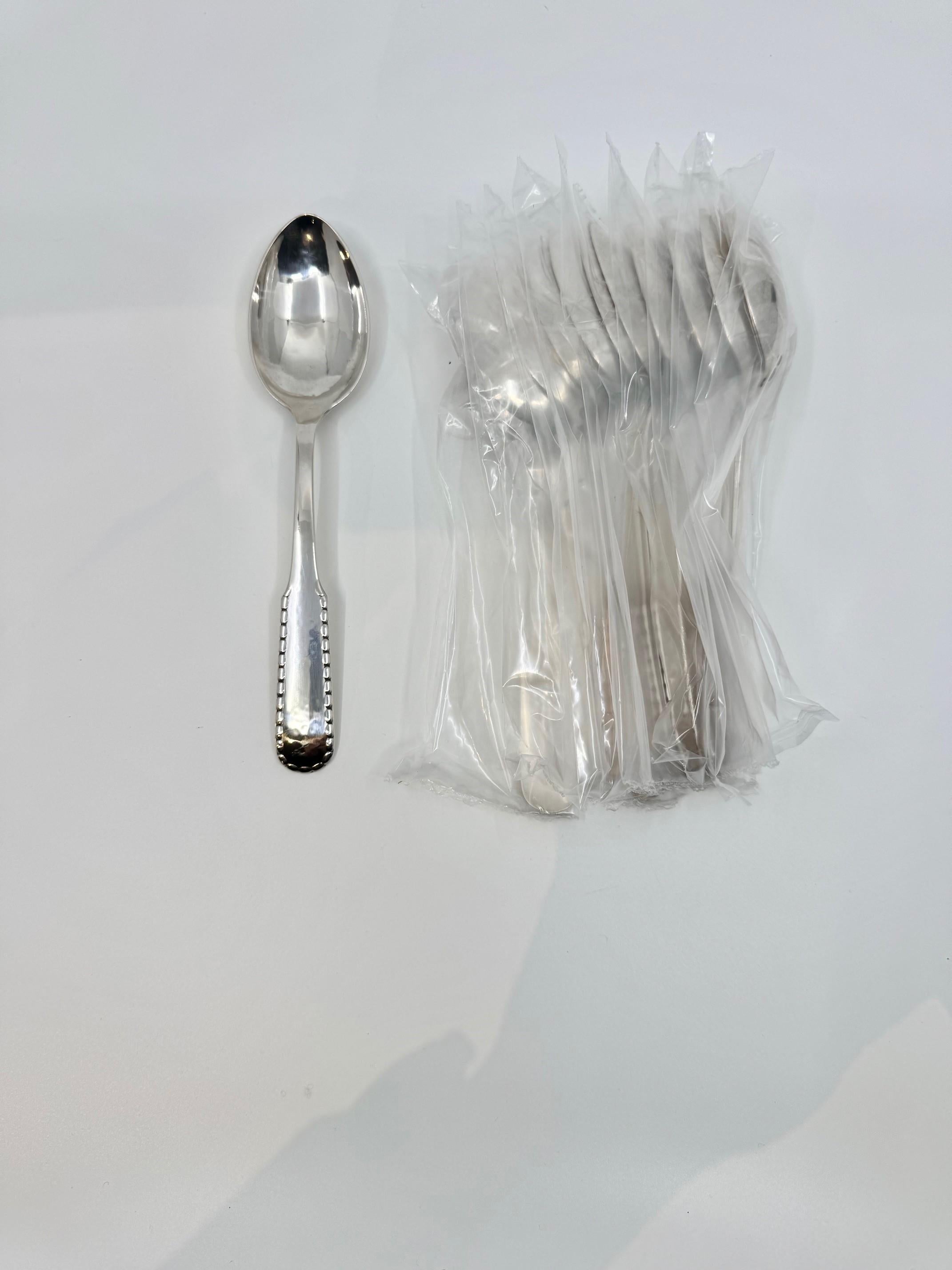 Extensive Georg Jensen Rope Sterling Silverware Service For Sale 11