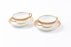 Extensive Gilt Limoges Porcelain Dinner Service. Antique, Gilt Medallion 90pcs