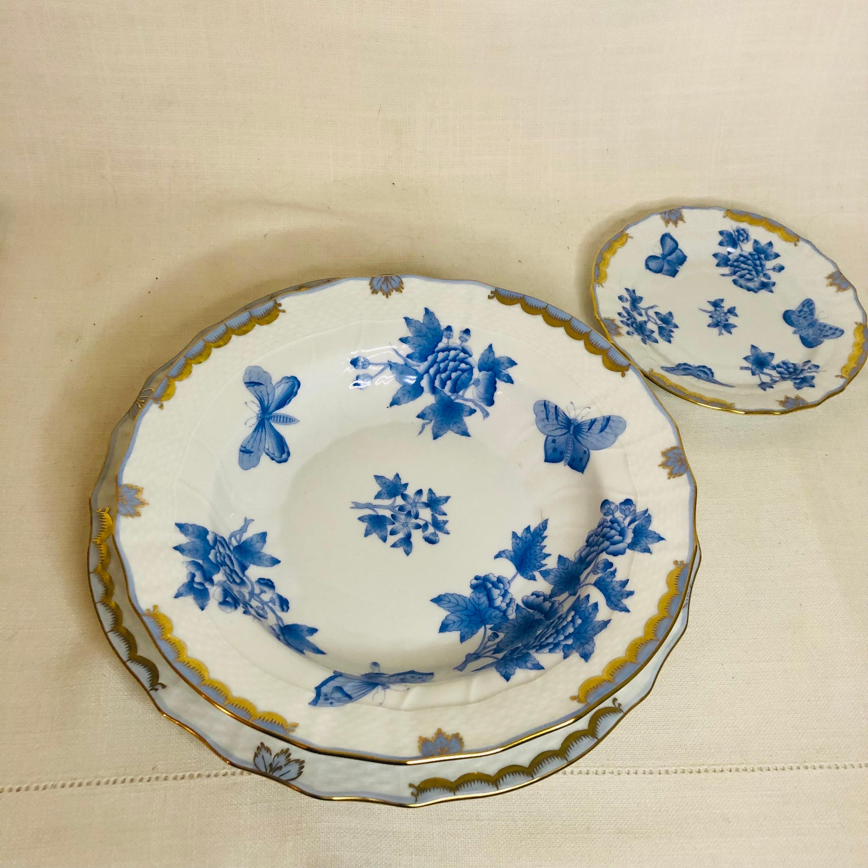 Extensive Herend Fortuna Dinner Service Painted with Butterflies and Flowers For Sale 2