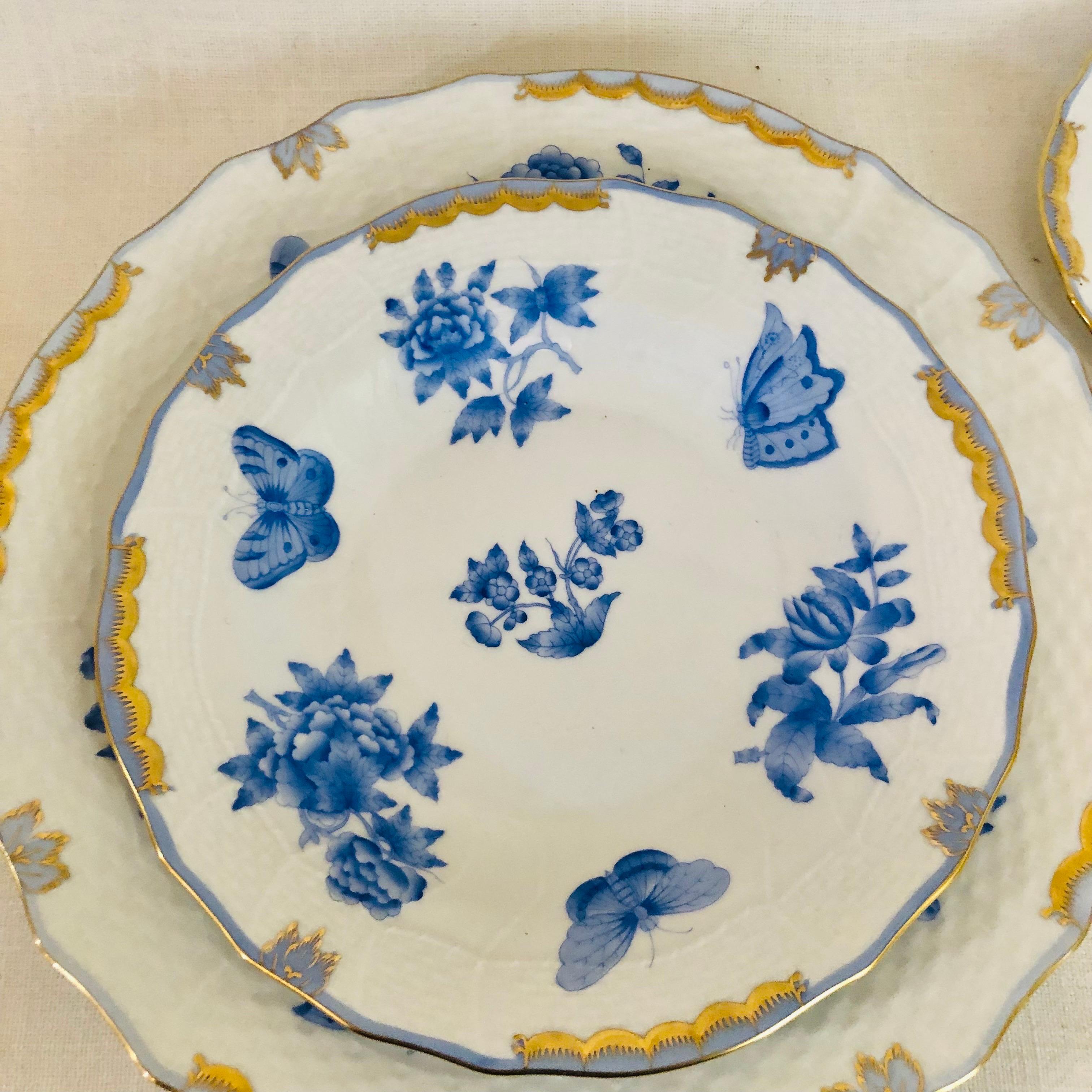 Extensive Herend Fortuna Dinner Service Painted with Butterflies and Flowers For Sale 4
