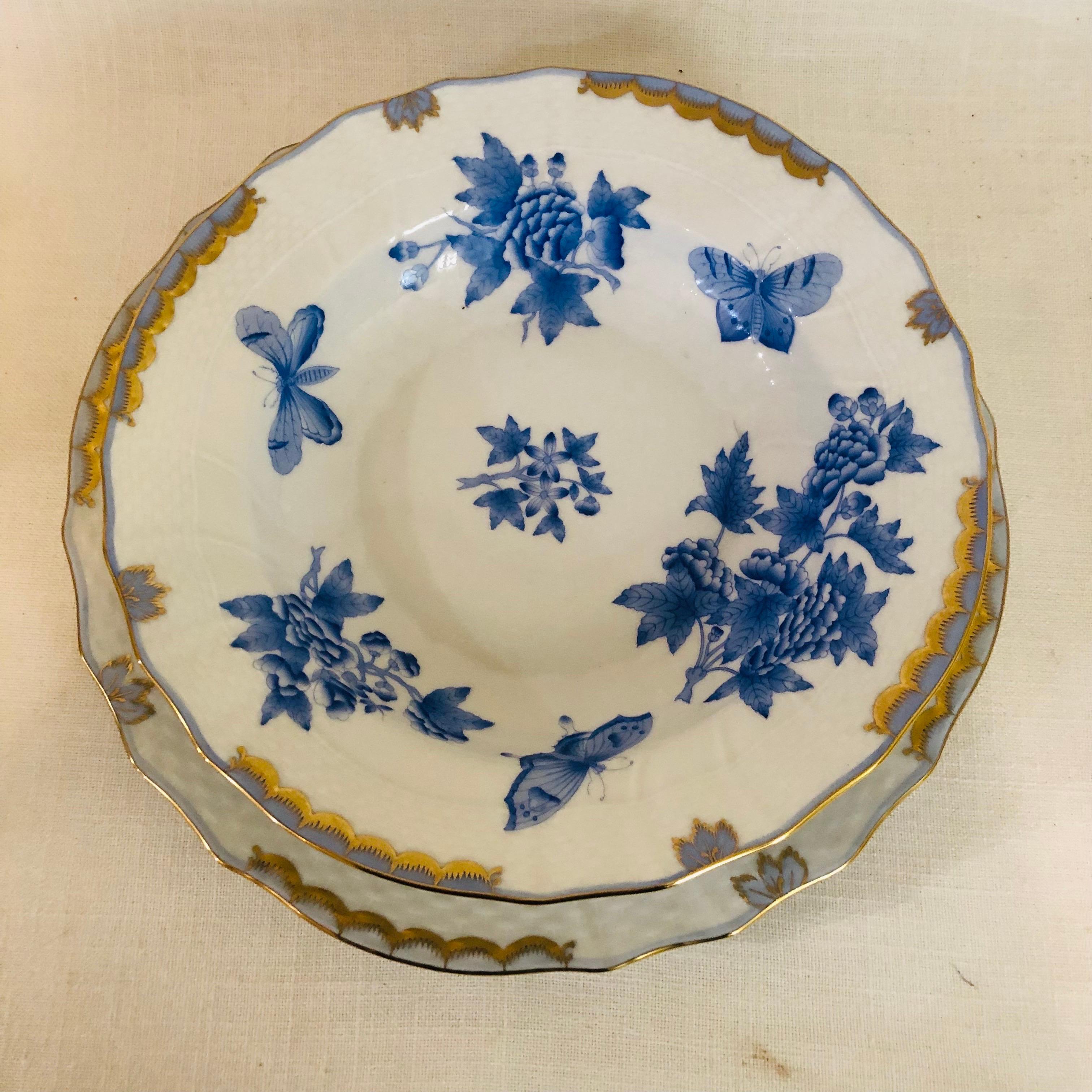 Extensive Herend Fortuna Dinner Service Painted with Butterflies and Flowers For Sale 5