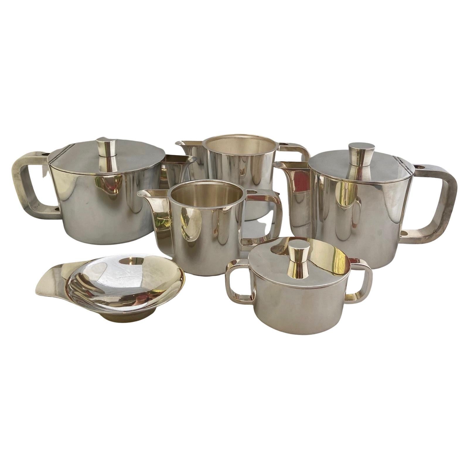 Extensive Silver Plated Gio Ponti Coffee and Tea Set on a Tray, Arthur Krupp 4