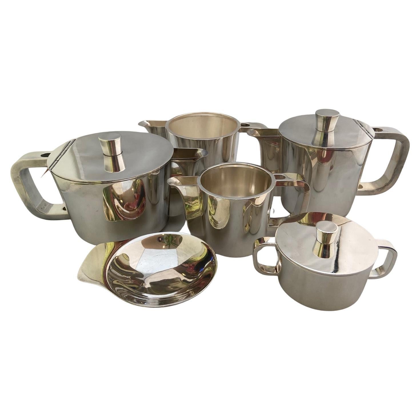 Extensive Silver Plated Gio Ponti Coffee and Tea Set on a Tray, Arthur Krupp 5