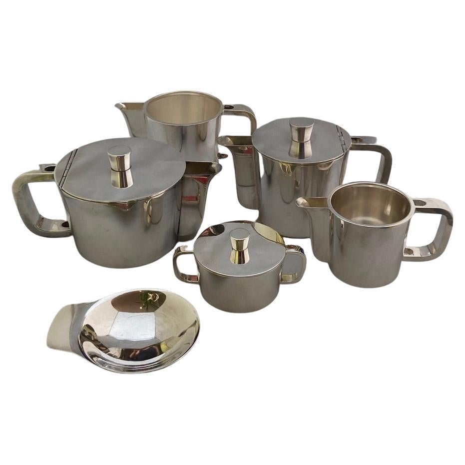 Italian Extensive Silver Plated Gio Ponti Coffee and Tea Set on a Tray, Arthur Krupp