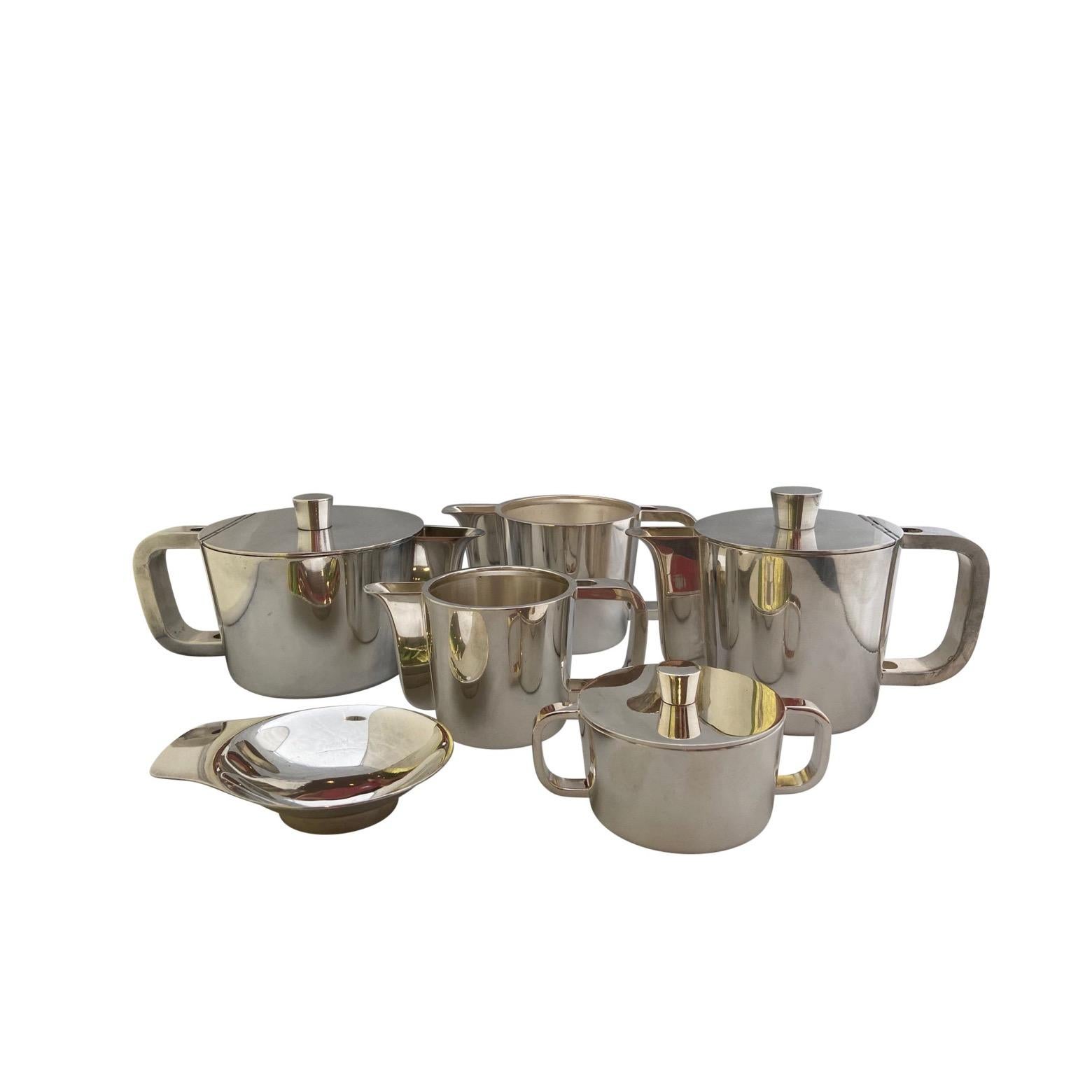 Extensive Silver Plated Gio Ponti Coffee and Tea Set on a Tray, for Arthur Krupp 2