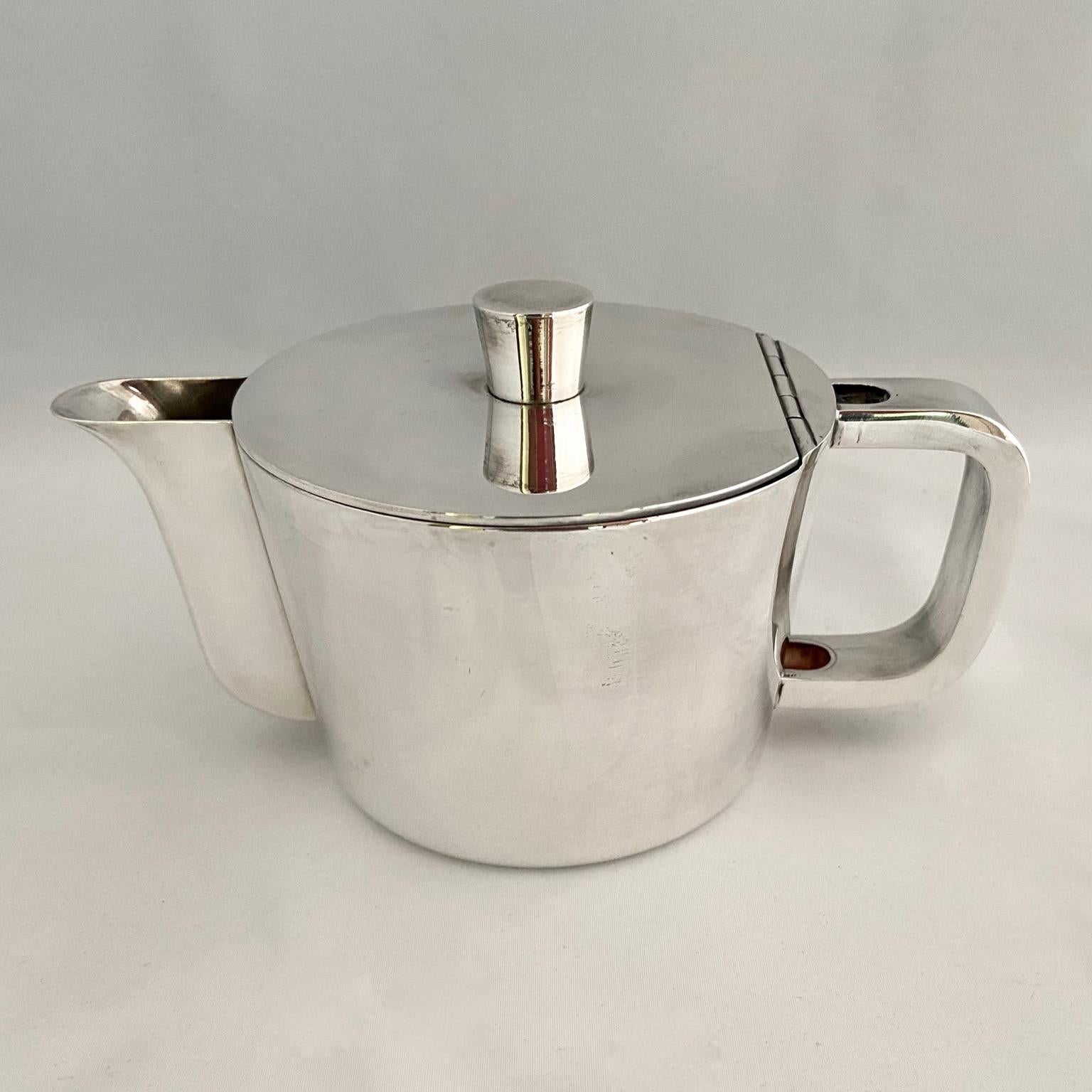 Silvered Extensive Silver Plated Gio Ponti Coffee and Tea Set on a Tray, for Arthur Krupp