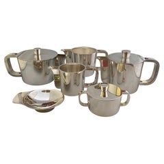 Extensive Silver Plated Gio Ponti Coffee and Tea Set on a Tray, for Arthur Krupp