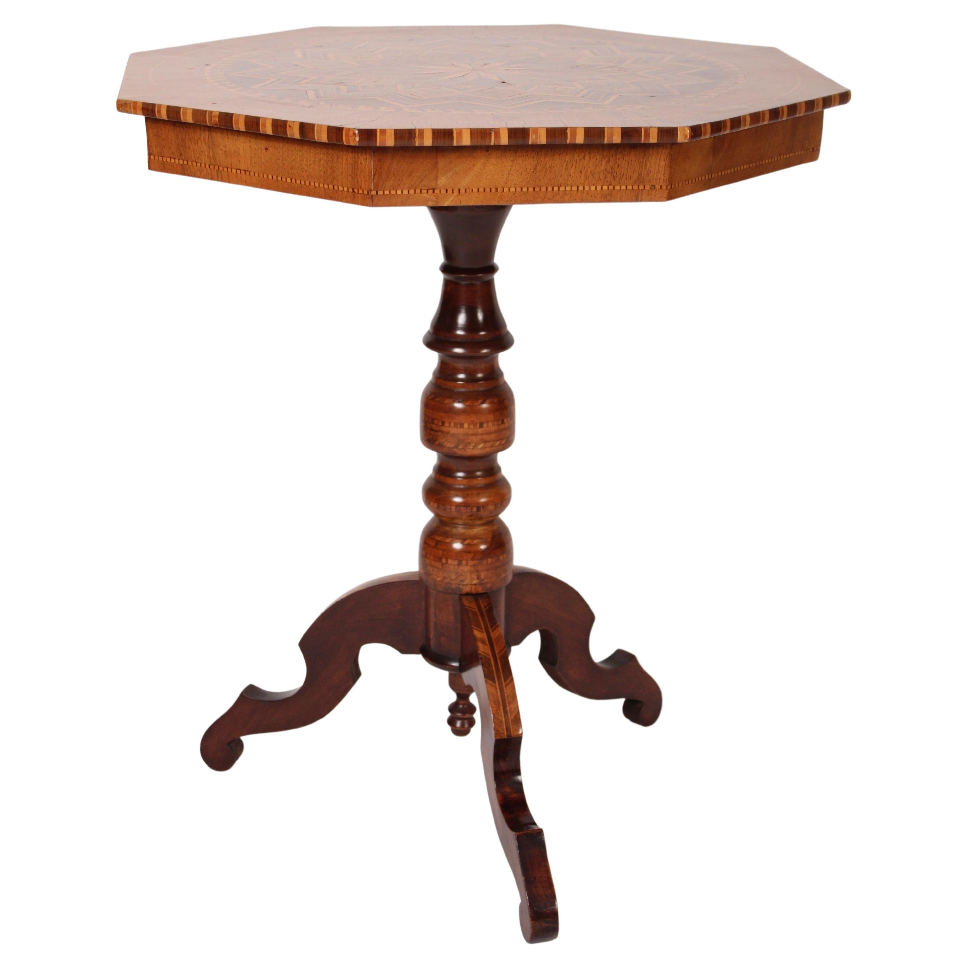 Extensively Inlaid Italian Octagonal Occasional Table