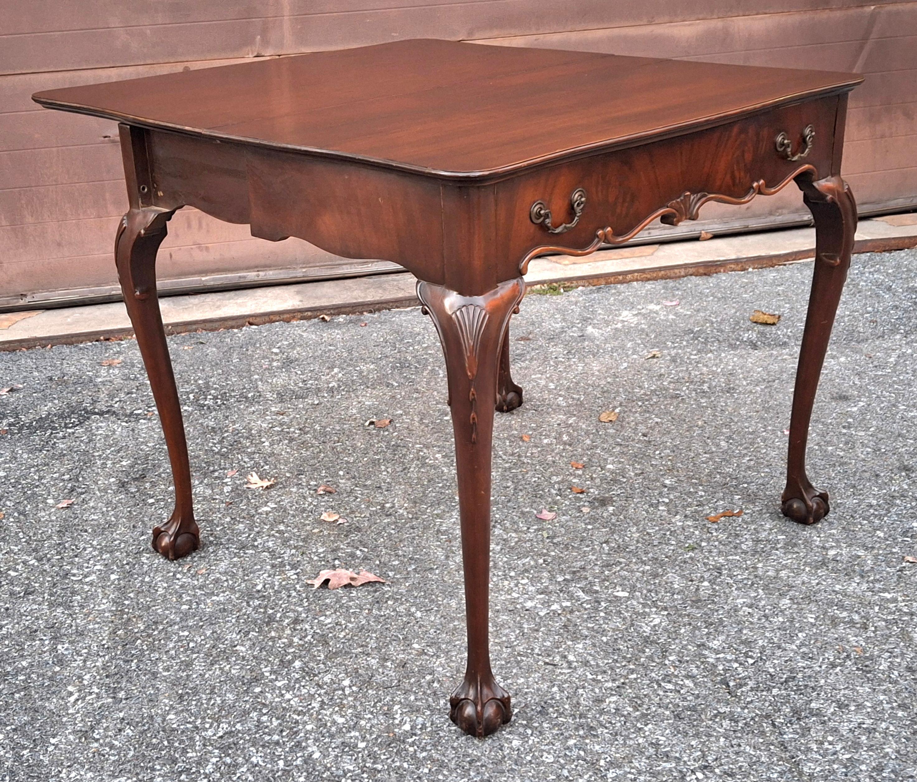 Extensole Chippendale Style Mahogany Fold Top Console and Game Table For Sale 3