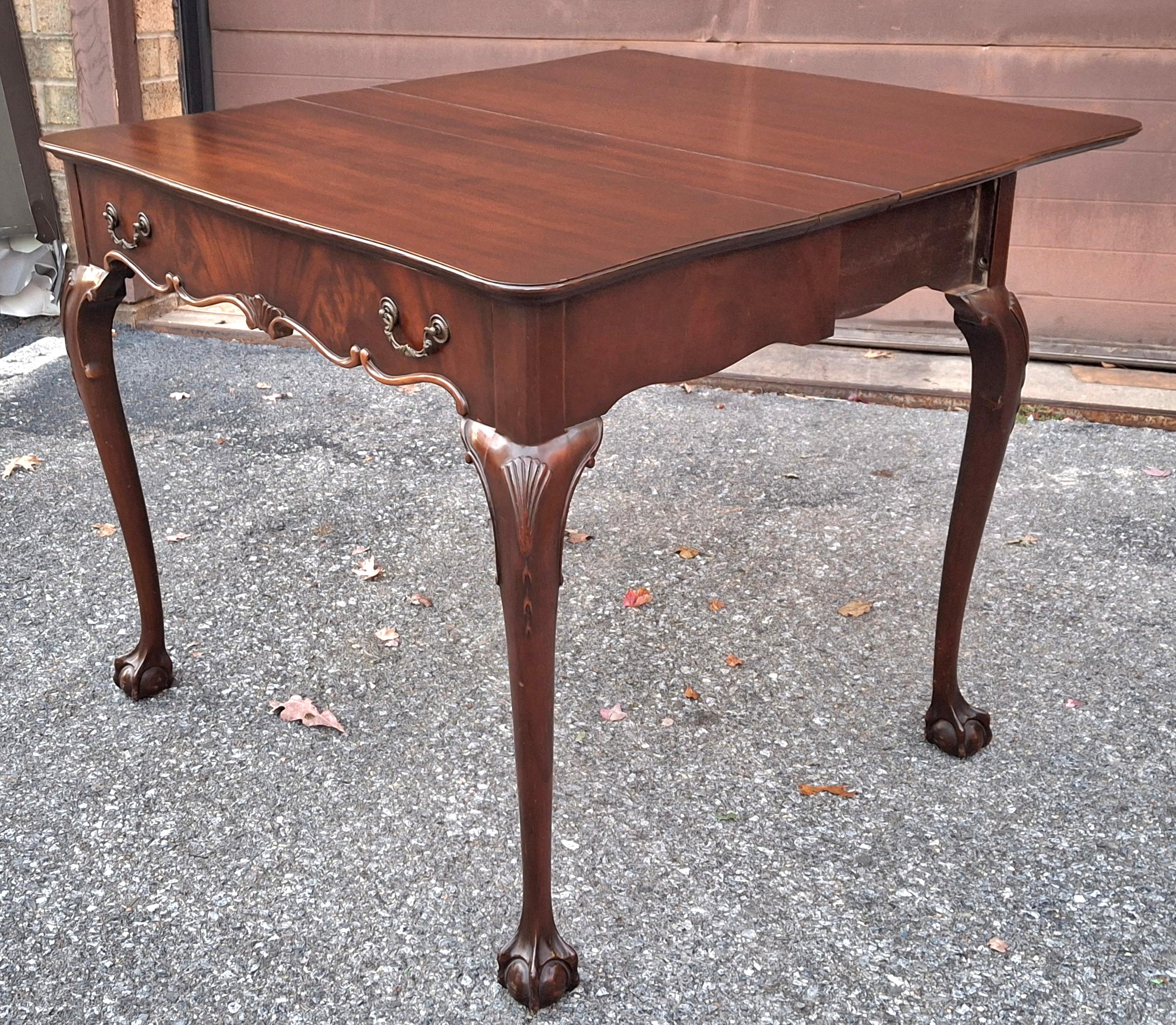 Extensole Chippendale Style Mahogany Fold Top Console and Game Table For Sale 5