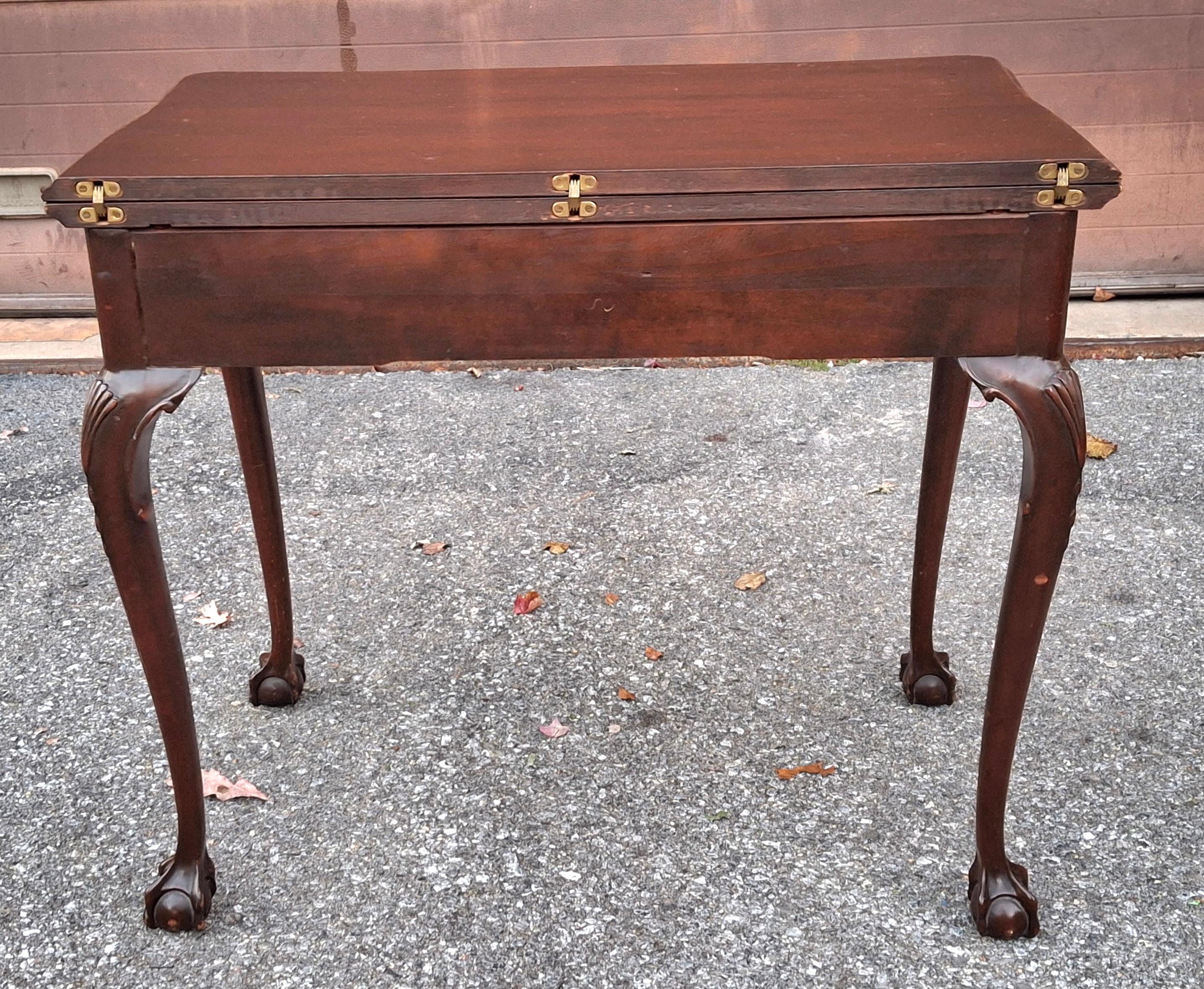 Extensole Chippendale Style Mahogany Fold Top Console and Game Table For Sale 6