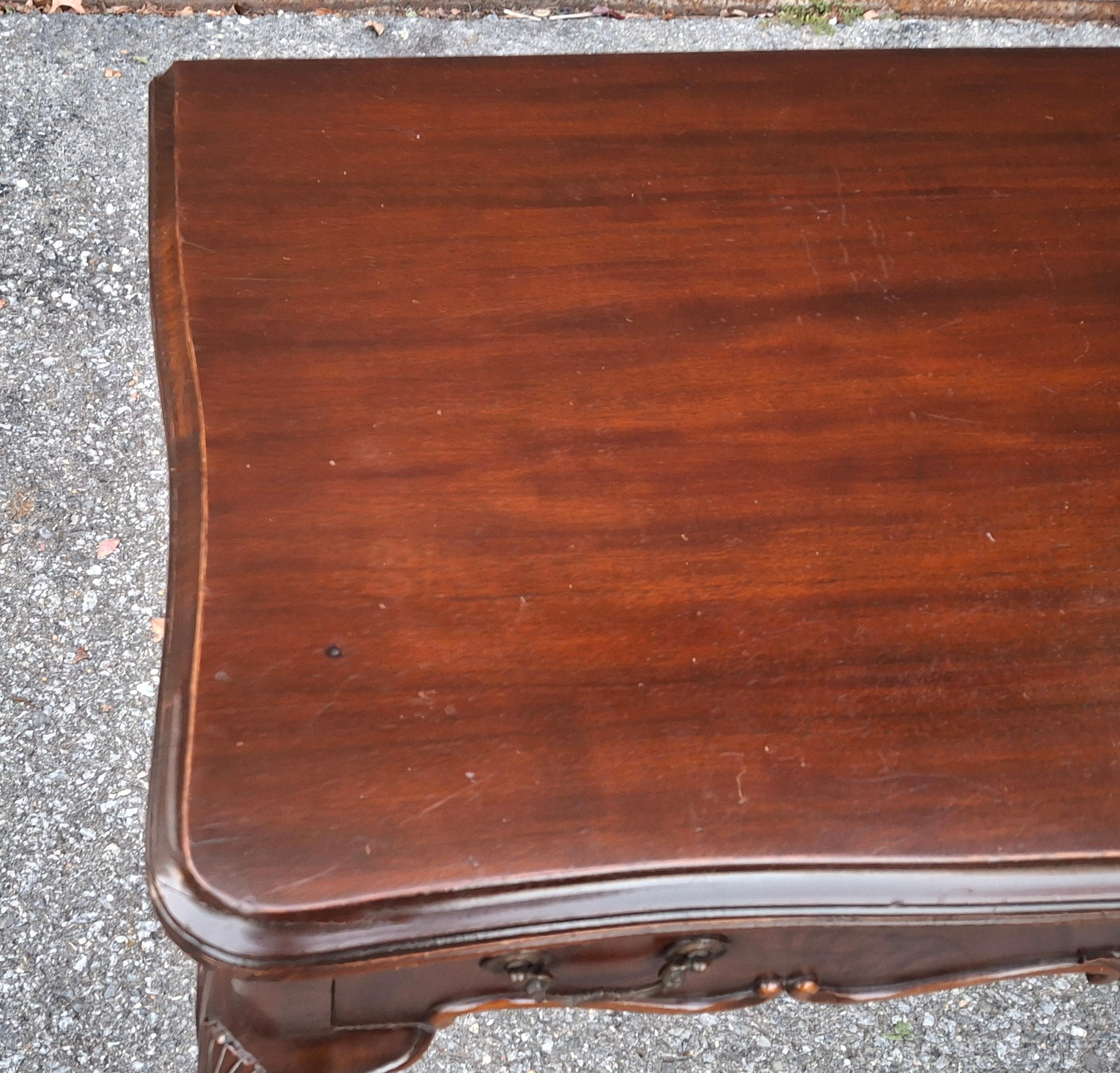 Extensole Chippendale Style Mahogany Fold Top Console and Game Table For Sale 7