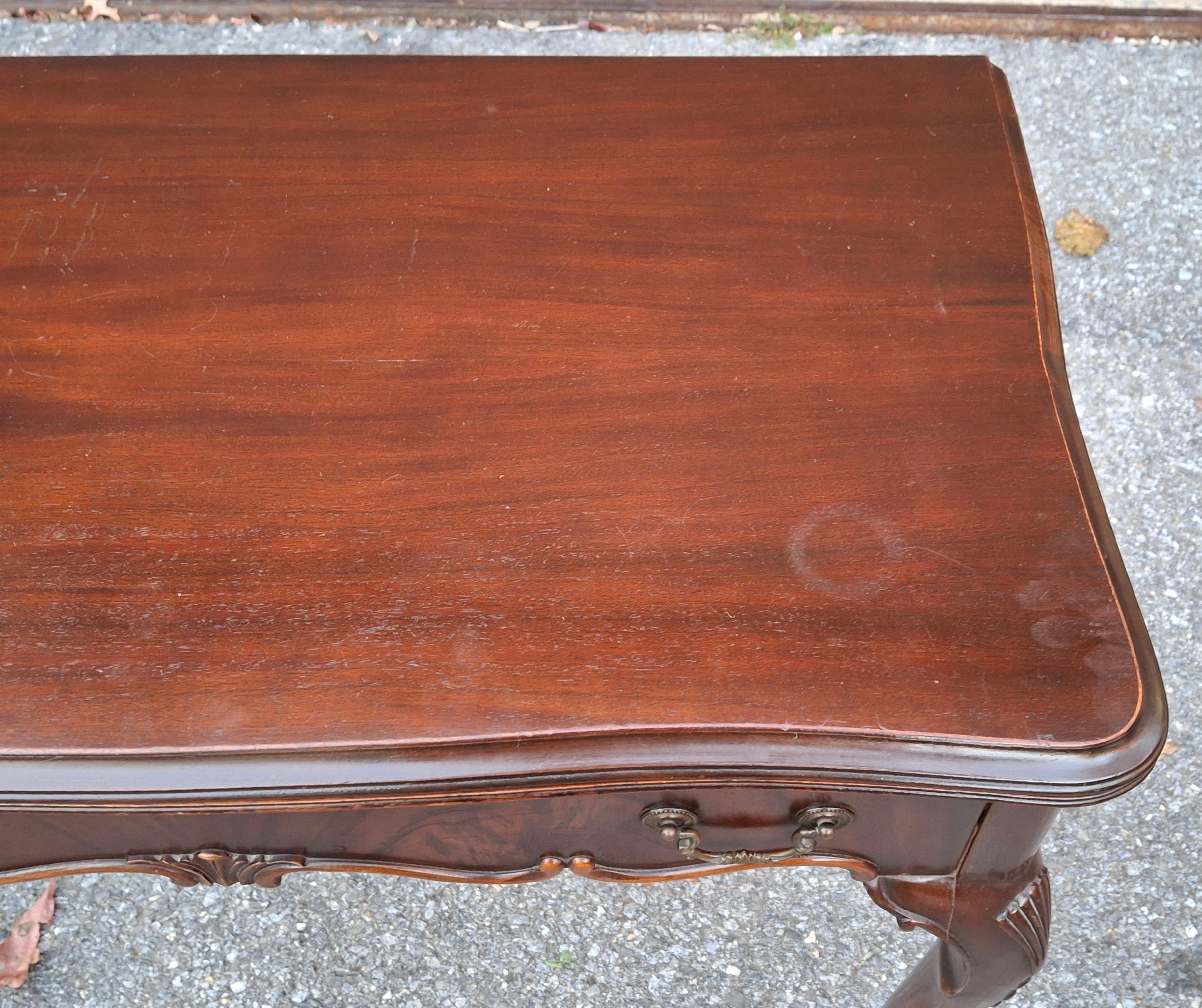Extensole Chippendale Style Mahogany Fold Top Console and Game Table For Sale 8