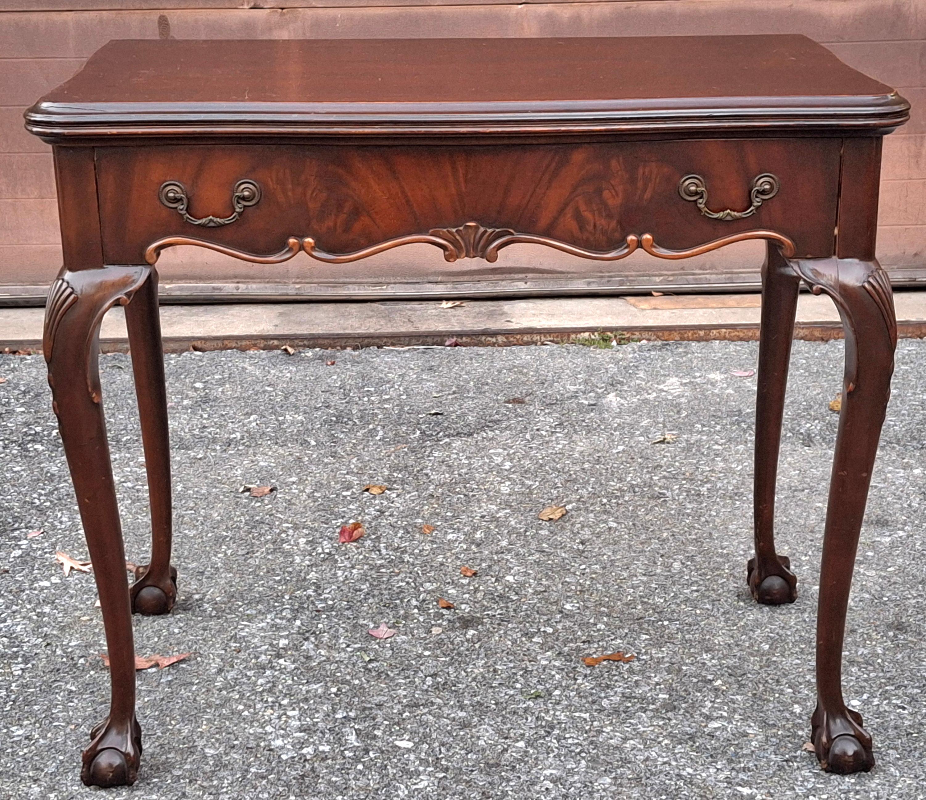 Mid-Century Modern Extensole Chippendale Style Mahogany Fold Top Console and Game Table For Sale