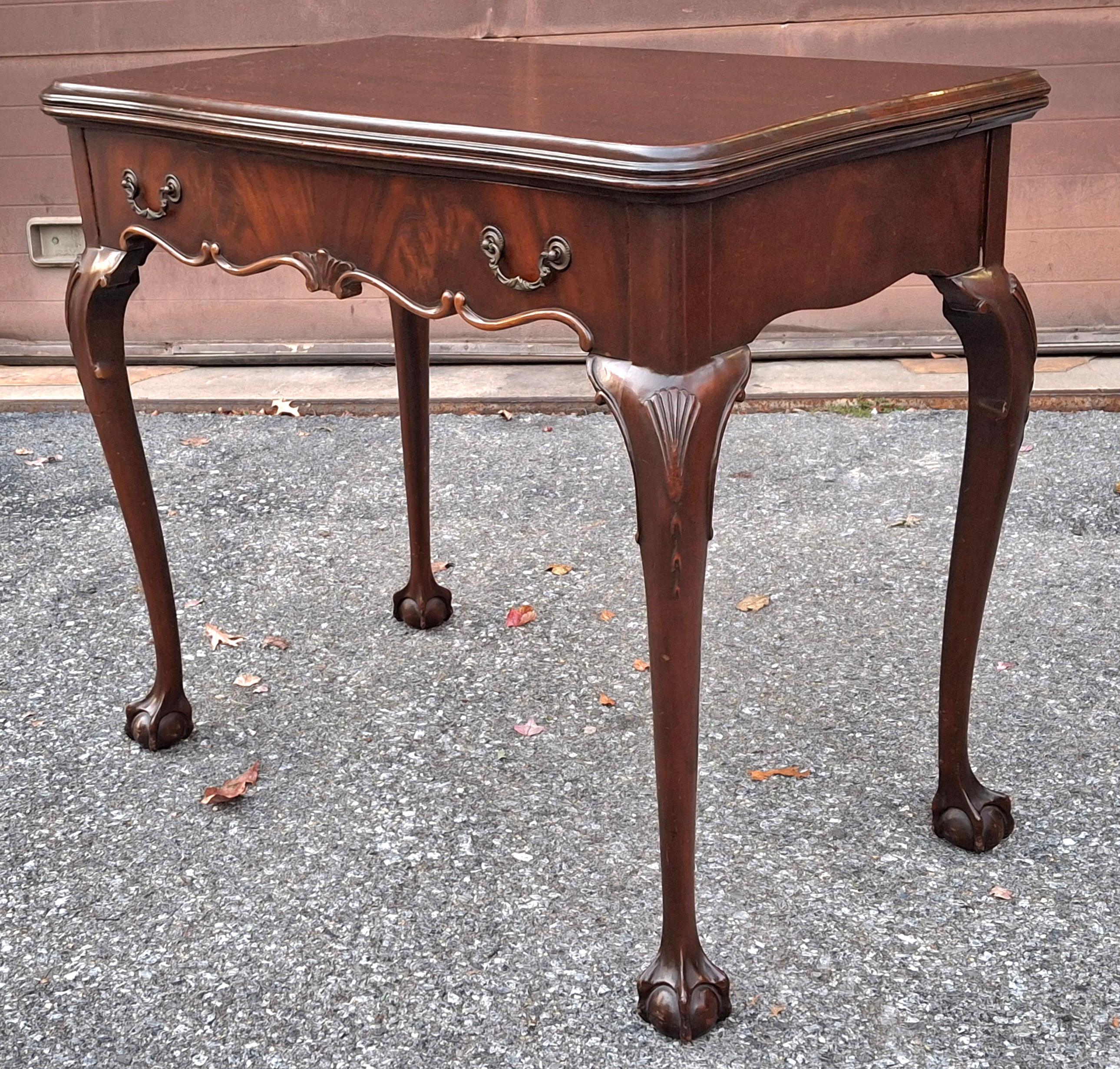Extensole Chippendale Style Mahogany Fold Top Console and Game Table For Sale 1