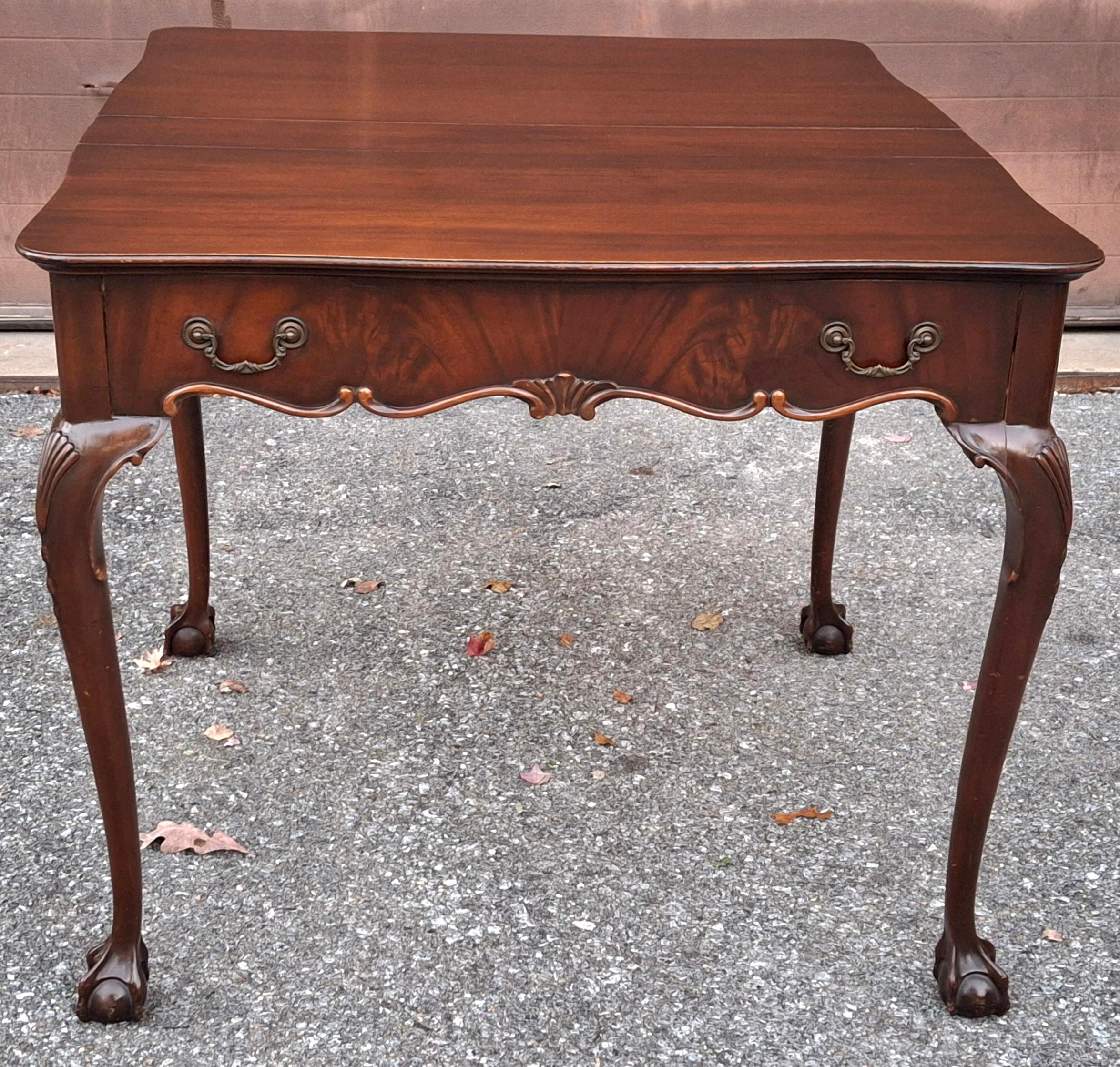 Extensole Chippendale Style Mahogany Fold Top Console and Game Table For Sale 2