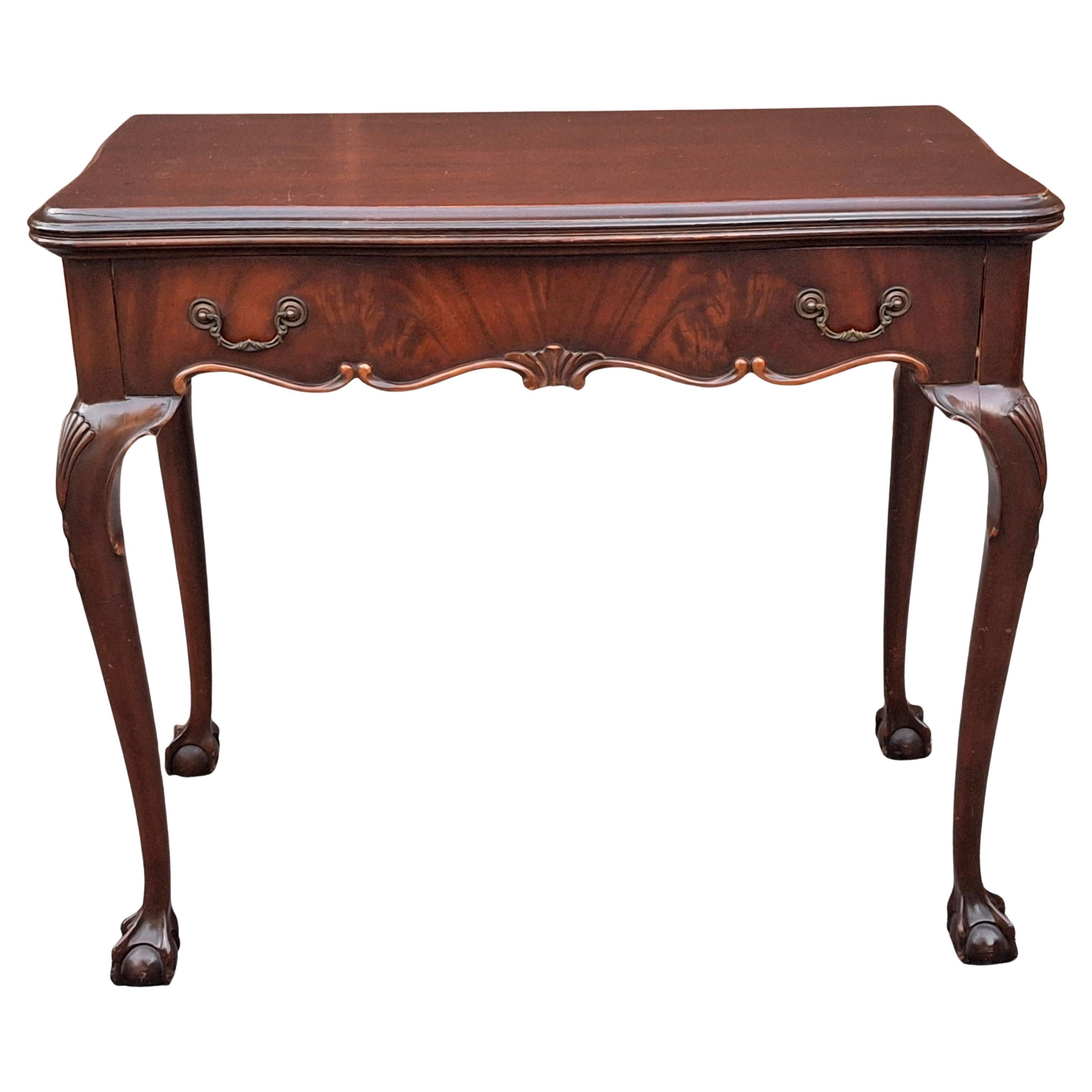 Extensole Chippendale Style Mahogany Fold Top Console and Game Table For Sale