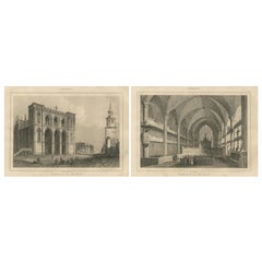 Antique Exterior and Interior Views of Montreal Cathedral – Canadian Architecture, c1850