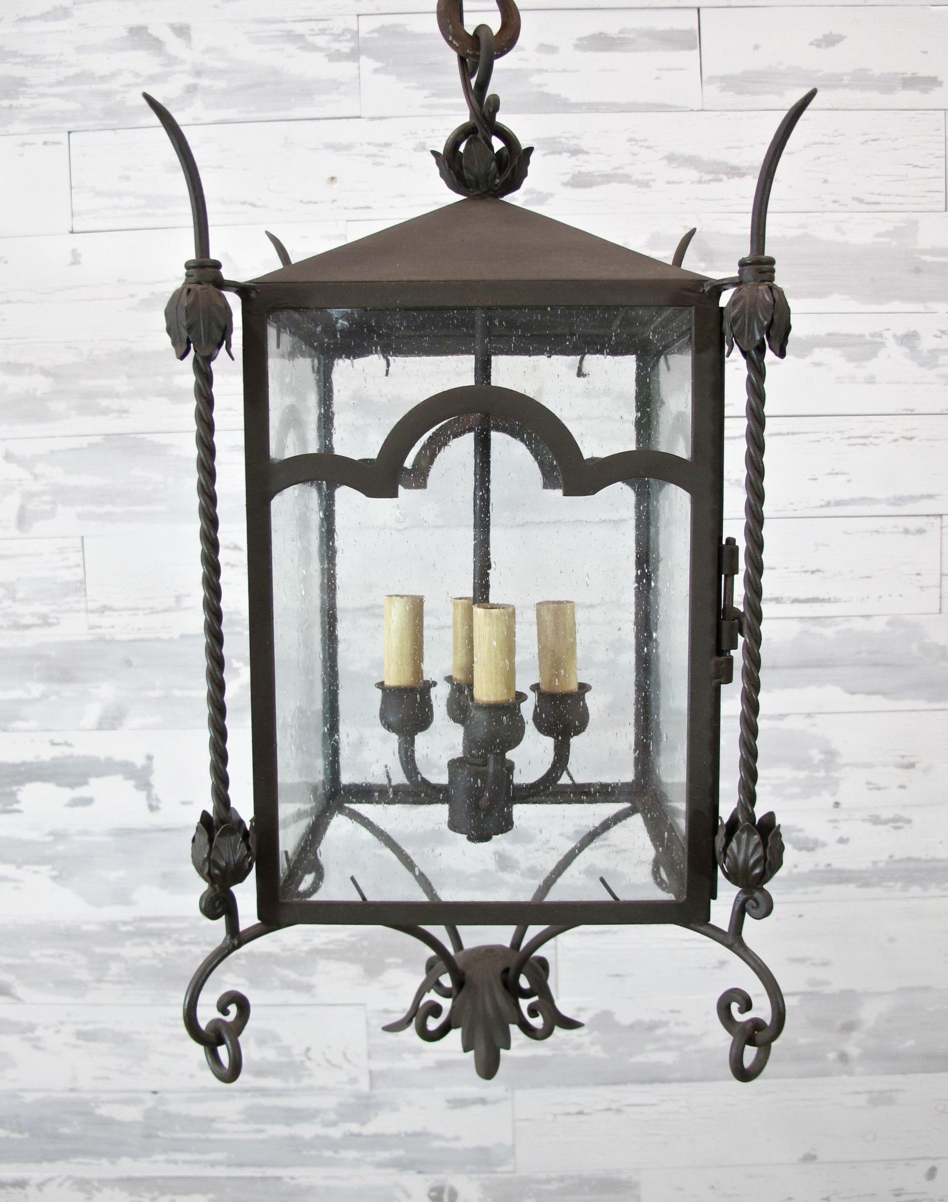 Exterior Italian Style Iron Lantern with Arch Detail 1