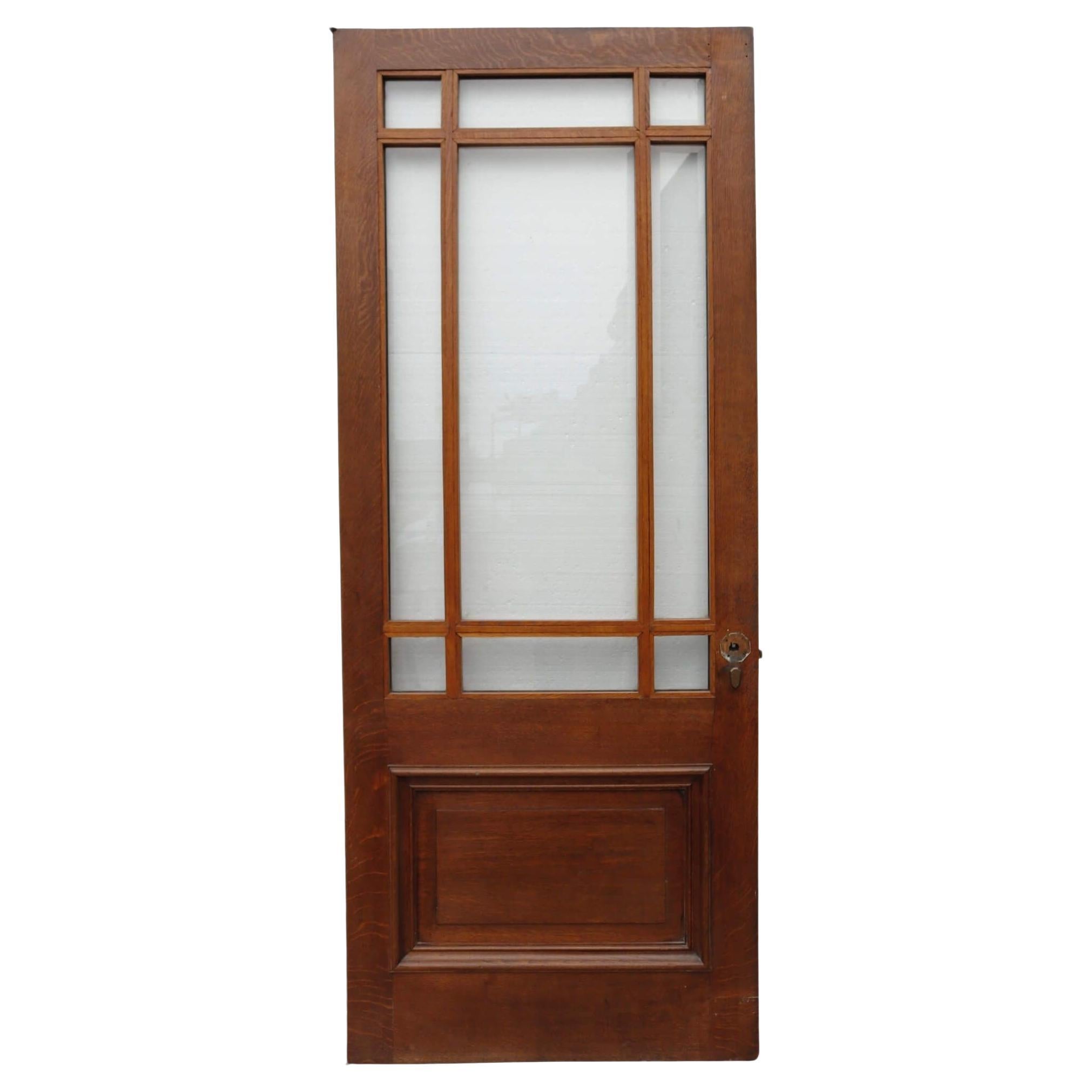 Exterior Margin Glazed Edwardian Oak Door For Sale