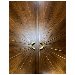 Exterior Modernist Double Entry Door Radial Sunburst handmade in the USA
