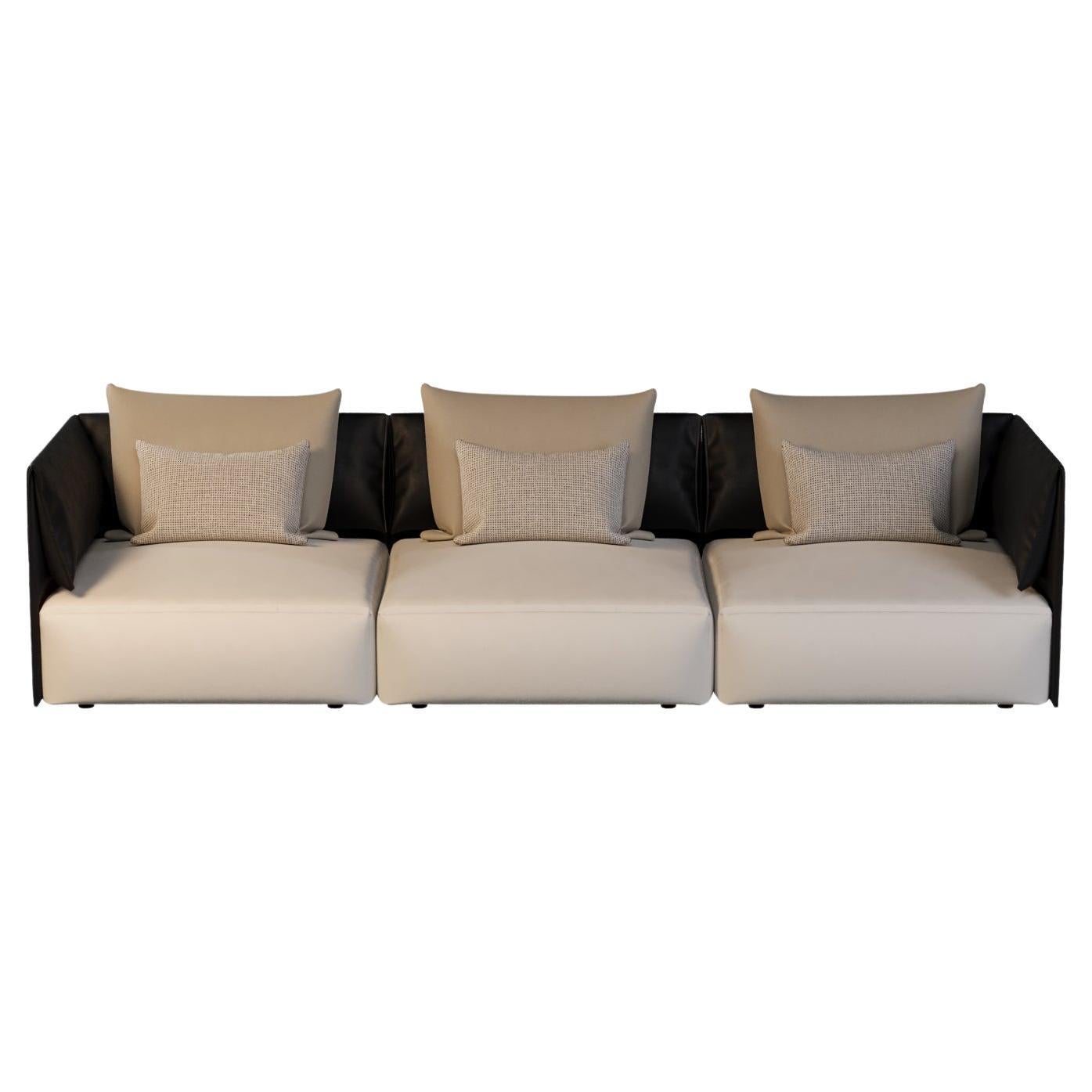 Exterior Modular Sofa with Premium Outdoor Leather For Sale