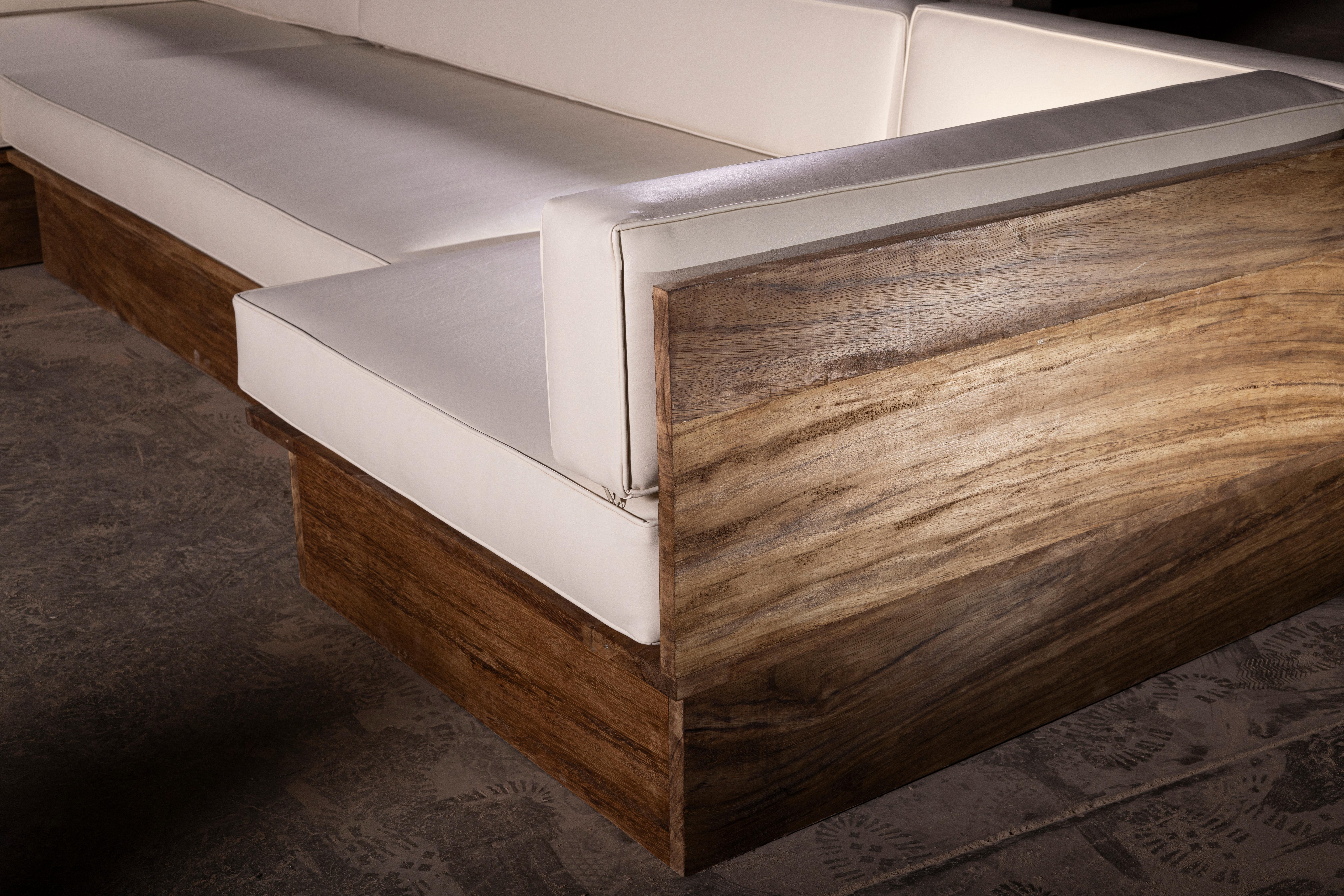 Exterior U-Shaped Sofa in Parota Wood & Synthetic Leather by No Age Studio in vendita 5