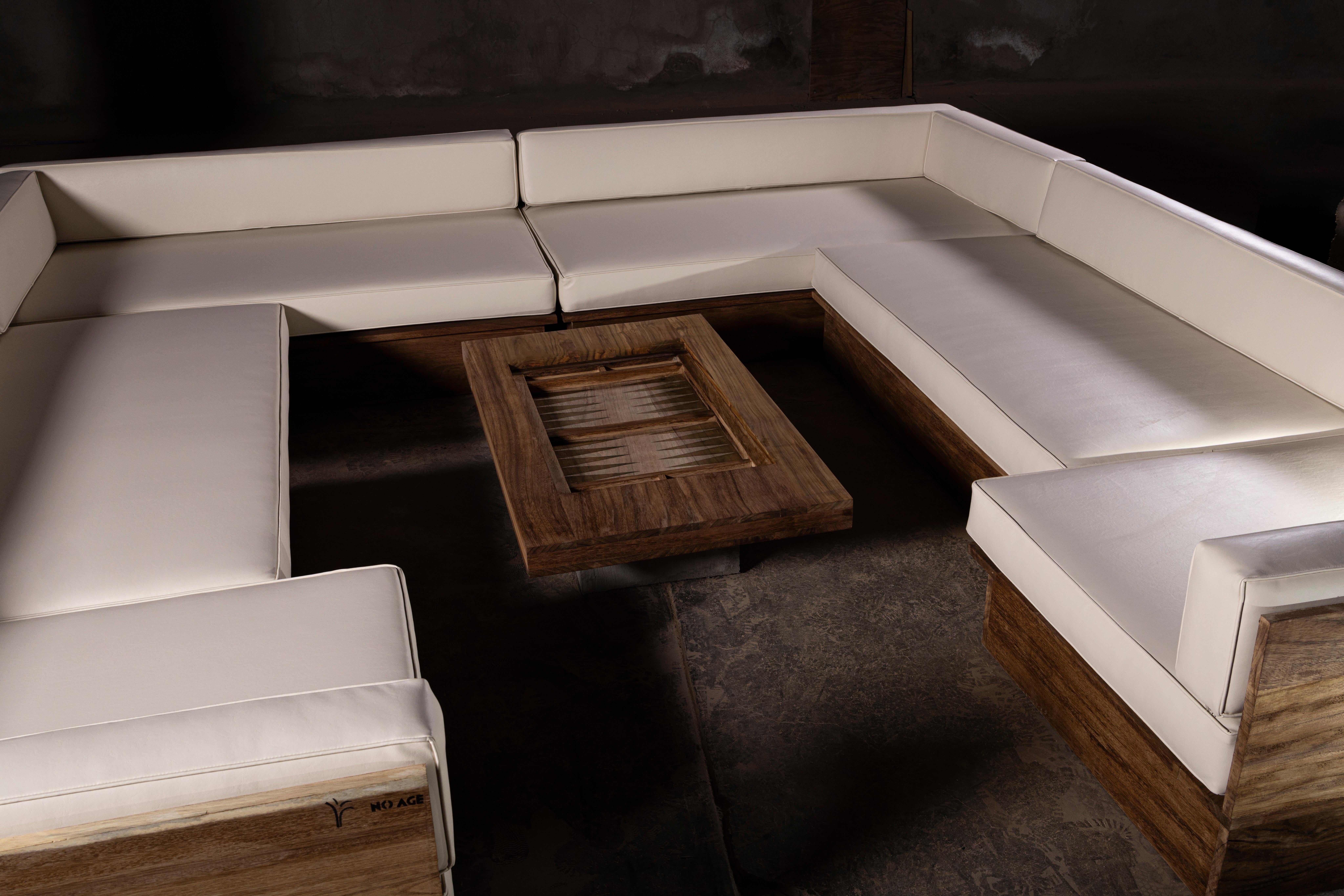 Exterior U-Shaped Sofa in Parota Wood & Synthetic Leather by No Age Studio in vendita 7