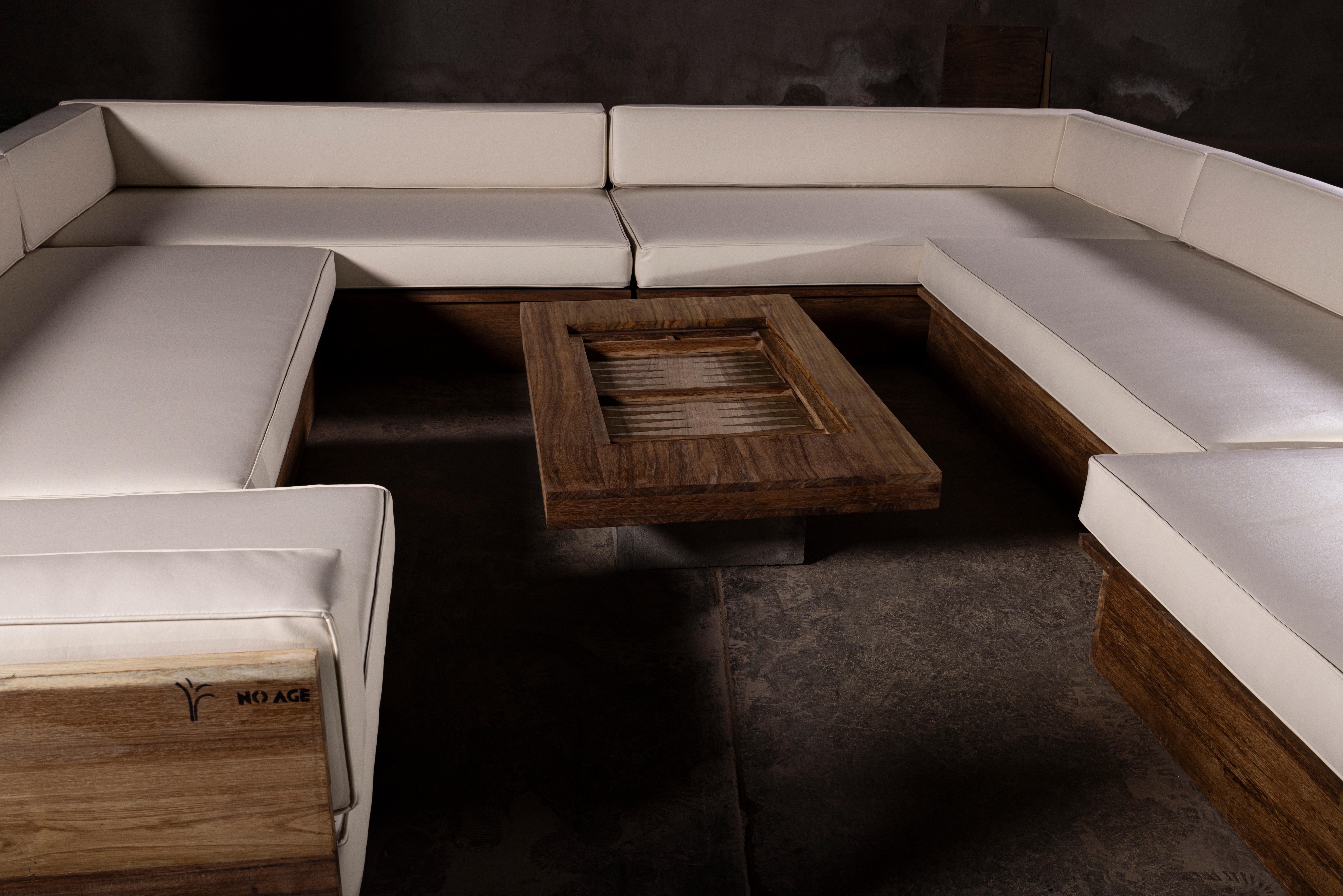 Exterior U-Shaped Sofa in Parota Wood & Synthetic Leather by No Age Studio in vendita 8